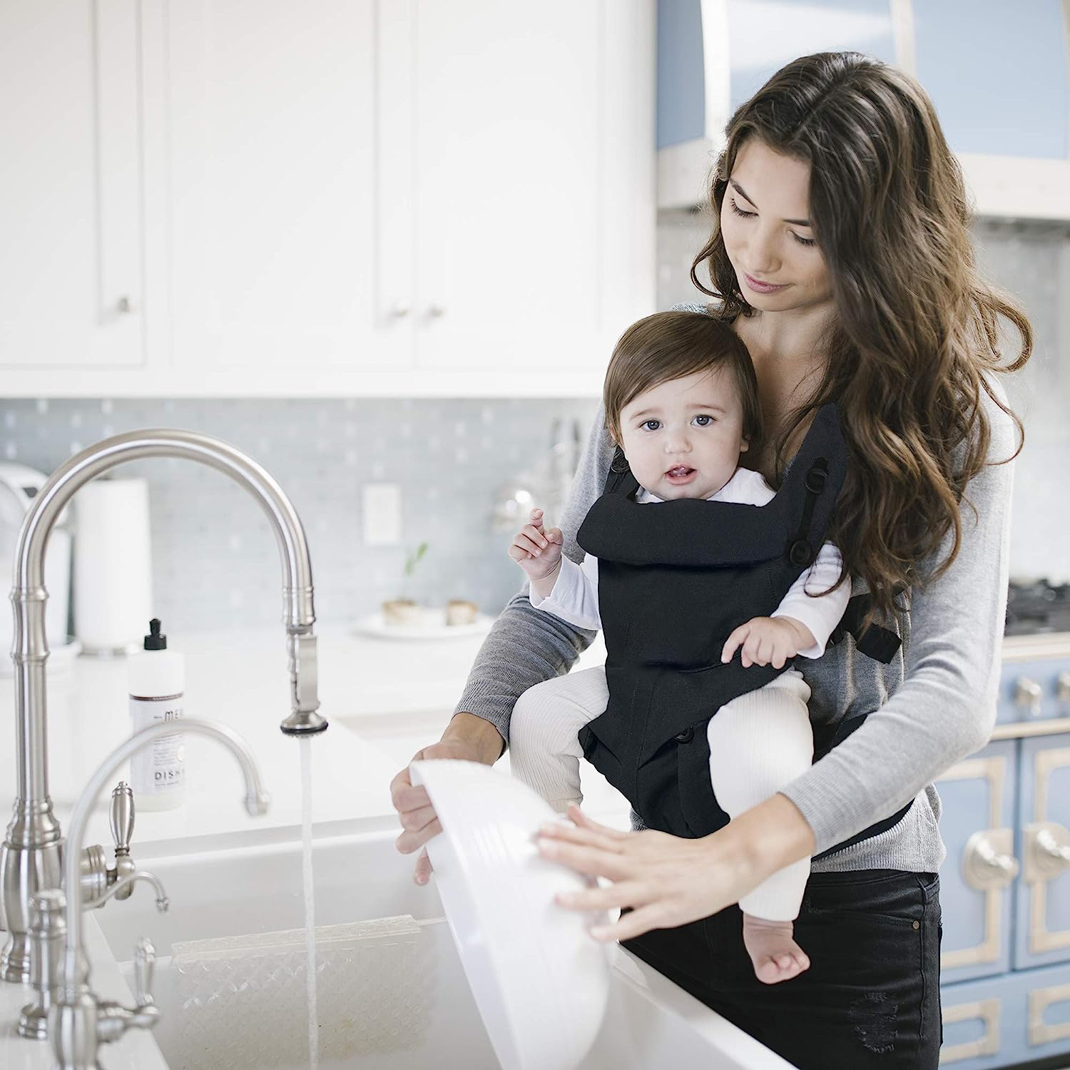 360 All-Position Baby Carrier for Newborn to Toddler with Lumbar Support & Cool Air Mesh (7-45 Lb), Pearl Grey