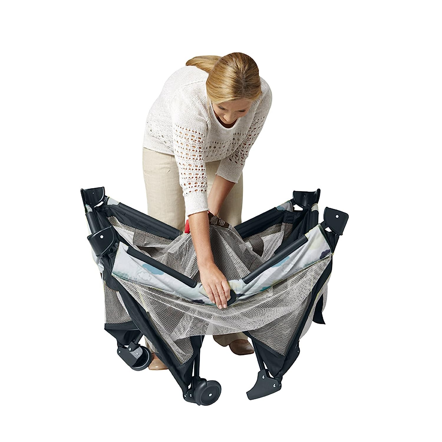 Pack and Play Portable Playard, Push Button Compact Fold, Carnival