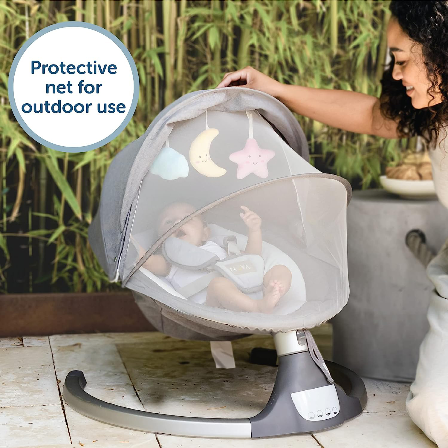 Baby Swing for Newborns - Electric Motorized Infant Swing, Bluetooth Music, 10 Preset Lullabies, Remote - Jool Baby