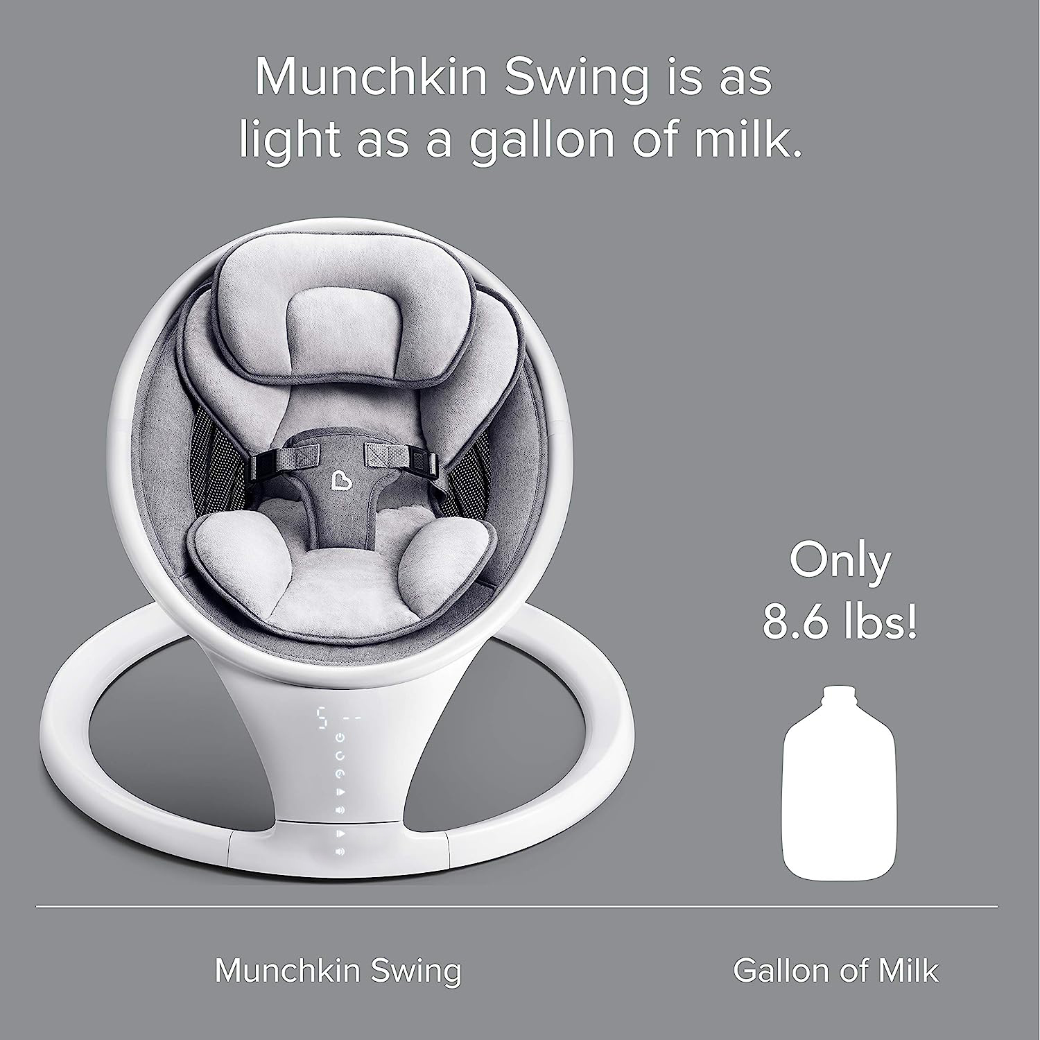 Bluetooth Enabled Lightweight Baby Swing with Natural Sway in 5 Ranges of Motion, Includes Remote Control