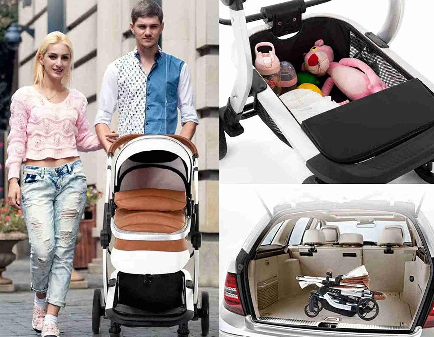 Black/Gold Upgraded Luxury 3-in-1 Baby Stroller