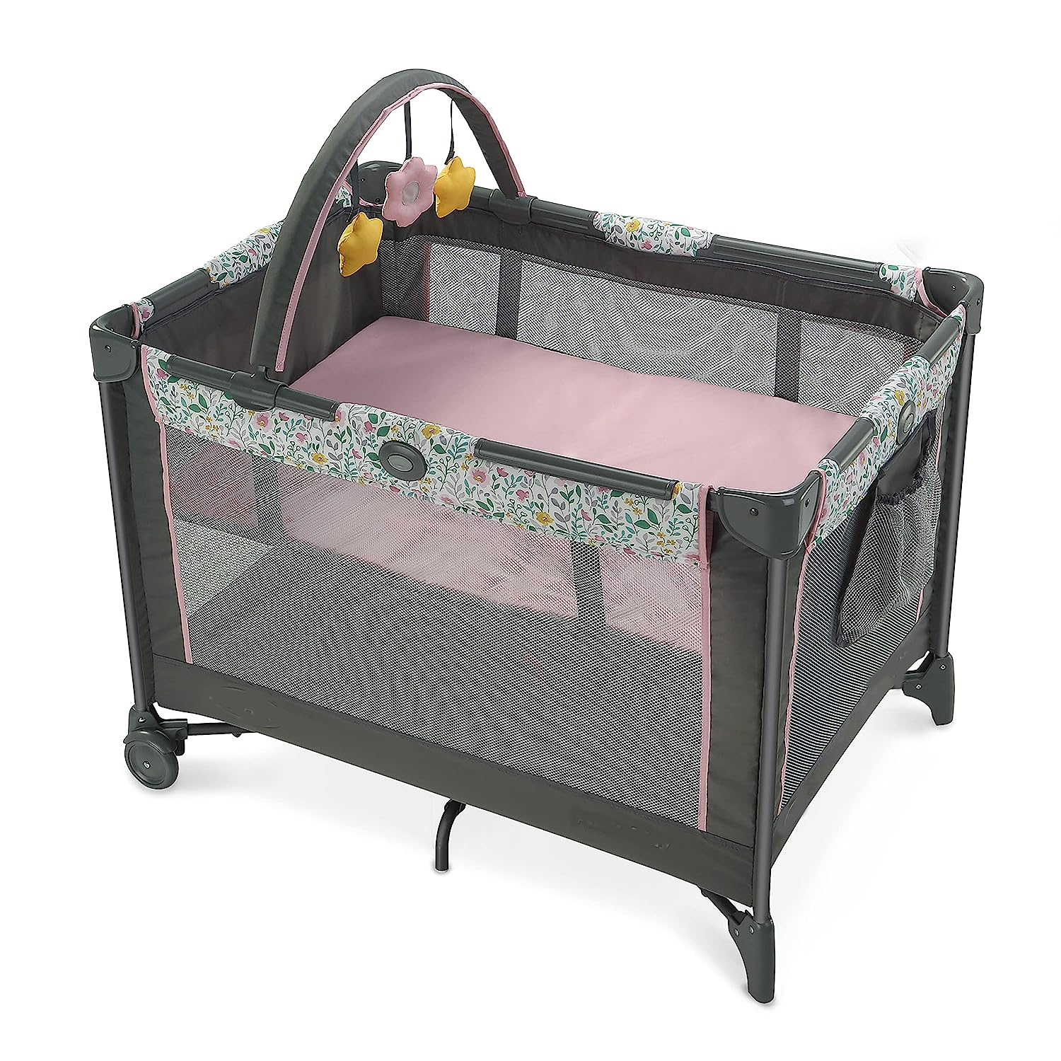 Pack and Play Portable Playard, Push Button Compact Fold, Carnival