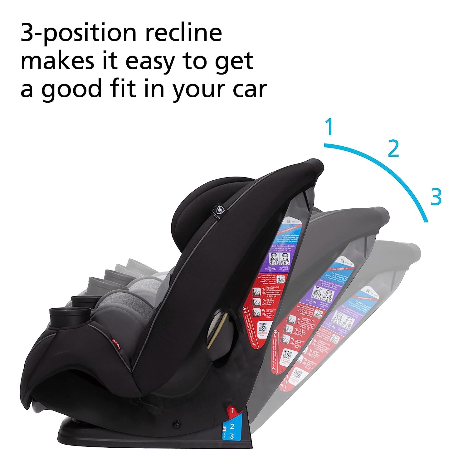 Safety 1st Grow and Go All-in-One Convertible Car Seat, Rear-facing 5-40 pounds, Forward-facing 22-65 pounds, and Belt-positioning booster 40-100 pounds, Carbon Wave