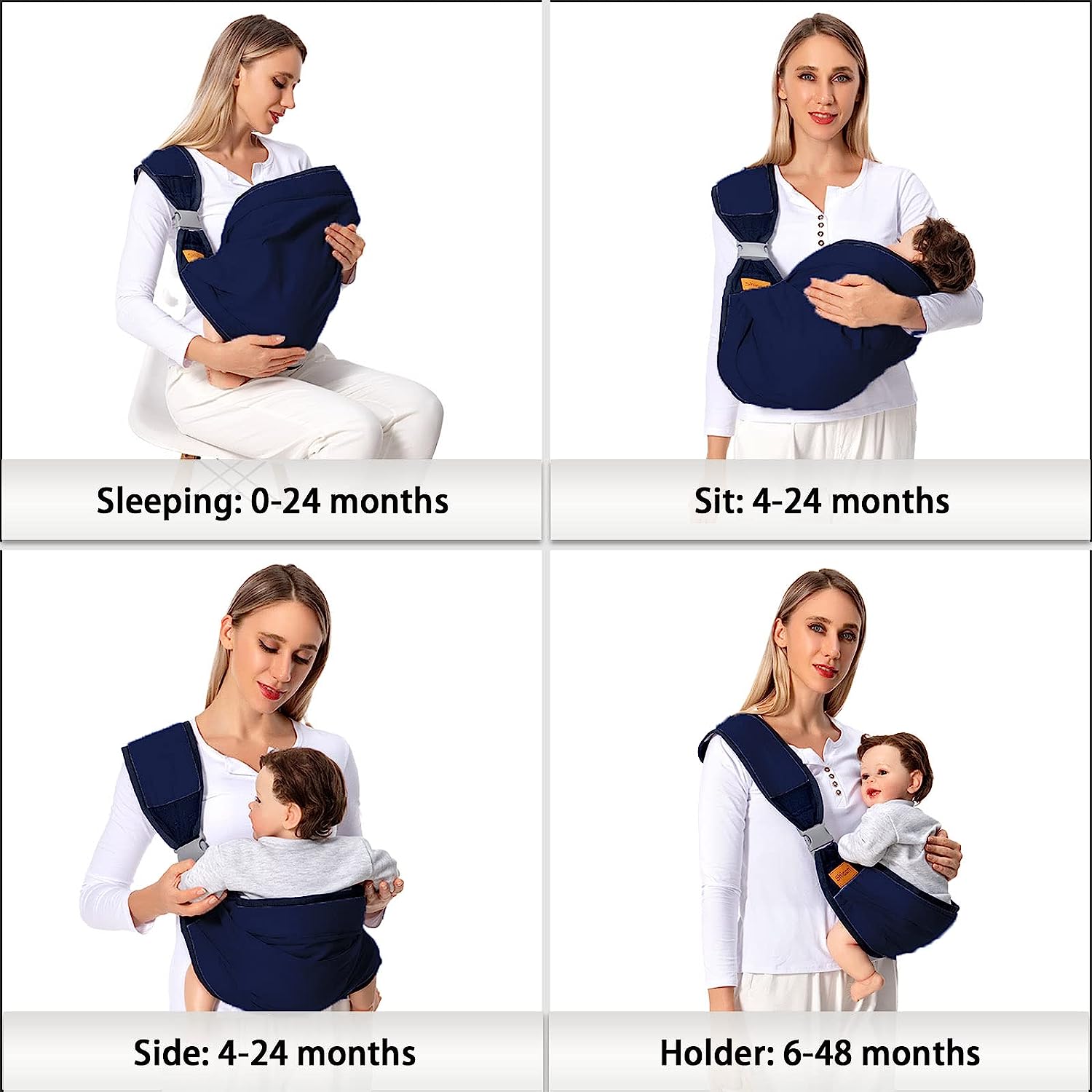 Baby Sling Carrier Newborn to Toddler, Lightweight Baby Carrier Sling, Baby Wrap Sling, Baby Hip Seat Carrier for Toddler Sling, Baby Holder Carrier, Nursing Sling, Carrying 7-45 lbs, Grey