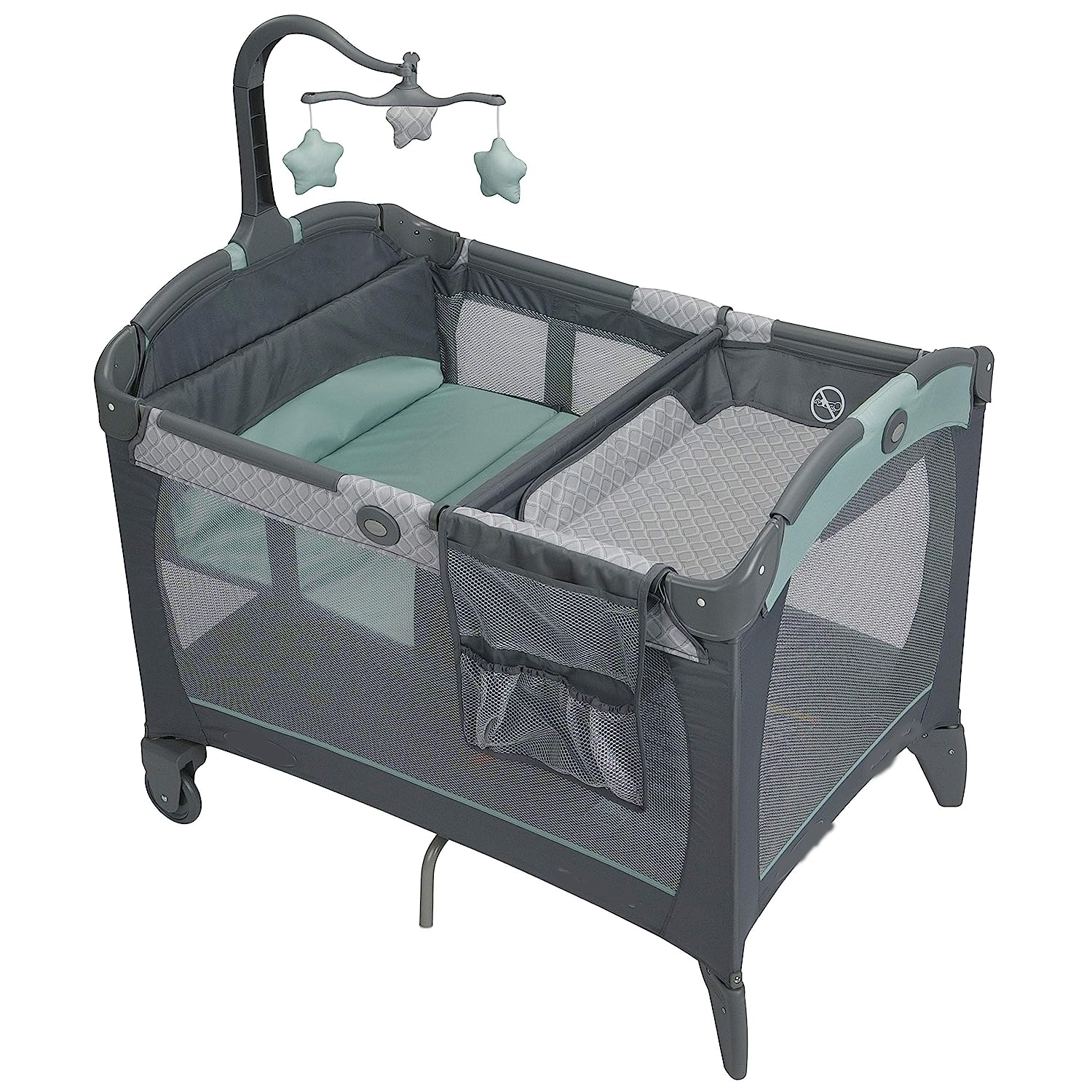 Pack and Play Change 'n Carry Playard | Includes Portable Changing Pad, Manor, 40x28.5x29 Inch (Pack of 1)
