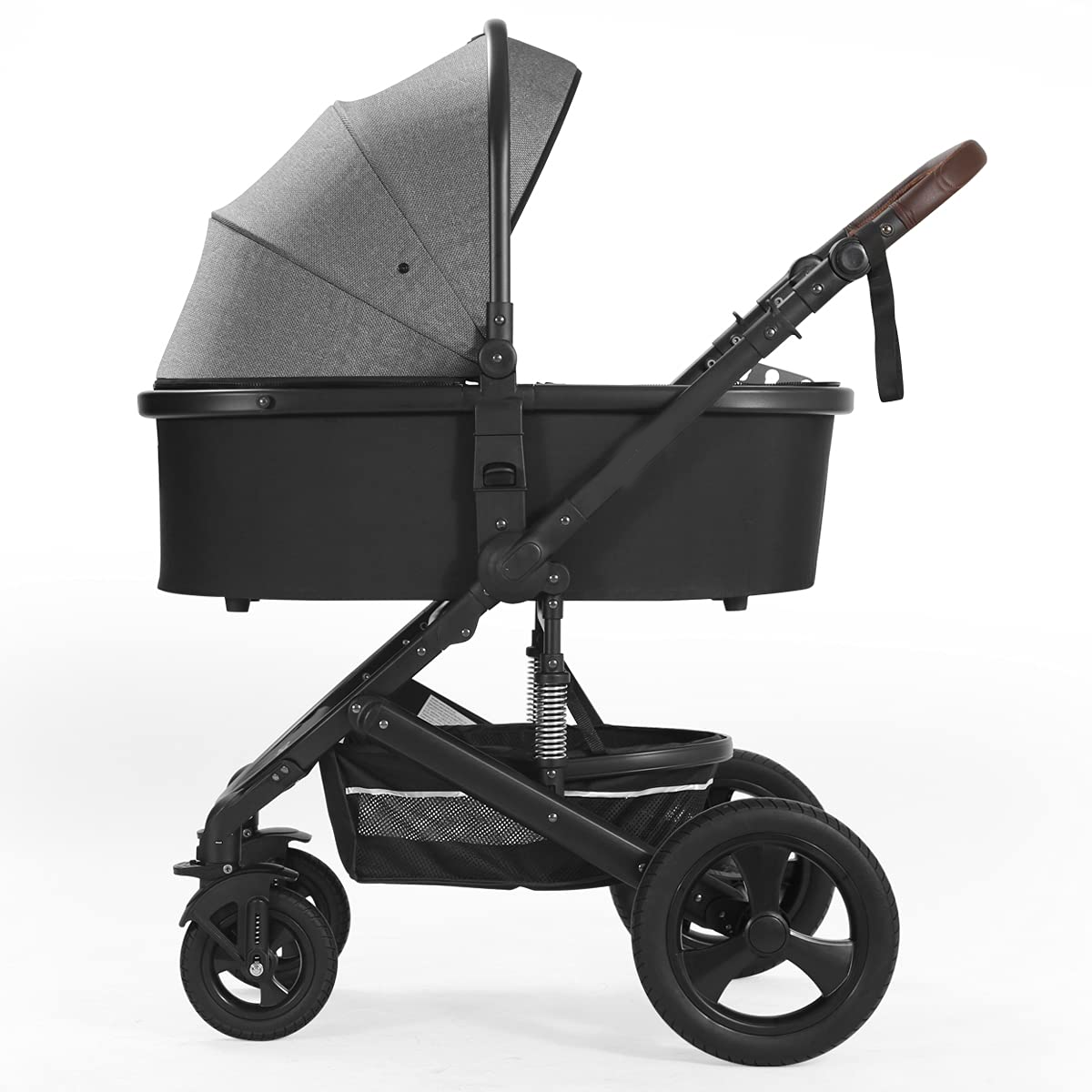 Newborn Infant Toddler Baby Stroller - Strollers with Backrest Adjustable Reversible, 2 in 1 High Landscape Convertible Bassinet Foldable Aluminum Alloy 3D Shock Absorption All Terrain Pram