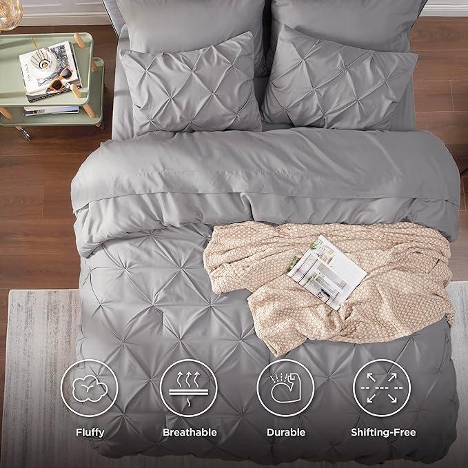 7-PCS  Soft Pintuck Comforter Set - Multi-Color,Cloud-like,Ultra-Soft,Elegant Design,Machine Washable,Luxury Bedroom Decor Accessories,Breathable,All-Season King Size Bedding sets,