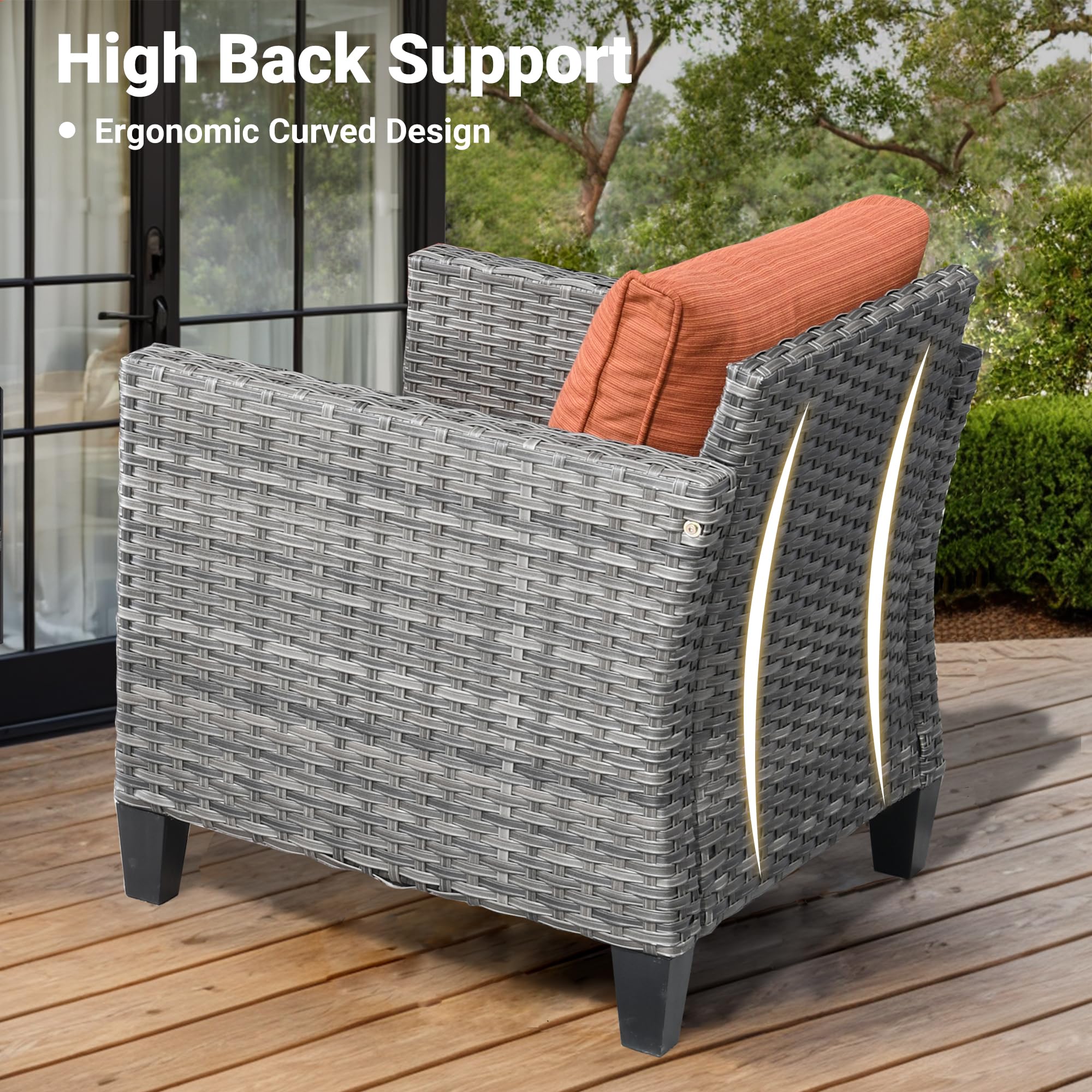 Ovios Patio Furniture Set 6-Piece with Swivel Rocking Chairs and Table