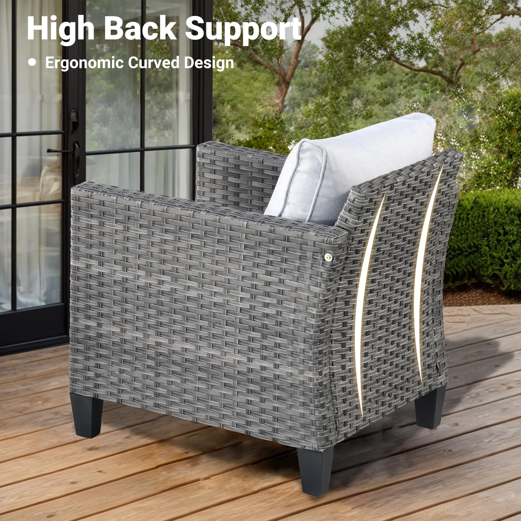Ovios Patio Furniture Set 6-Piece with Swivel Rocking Chairs and Table