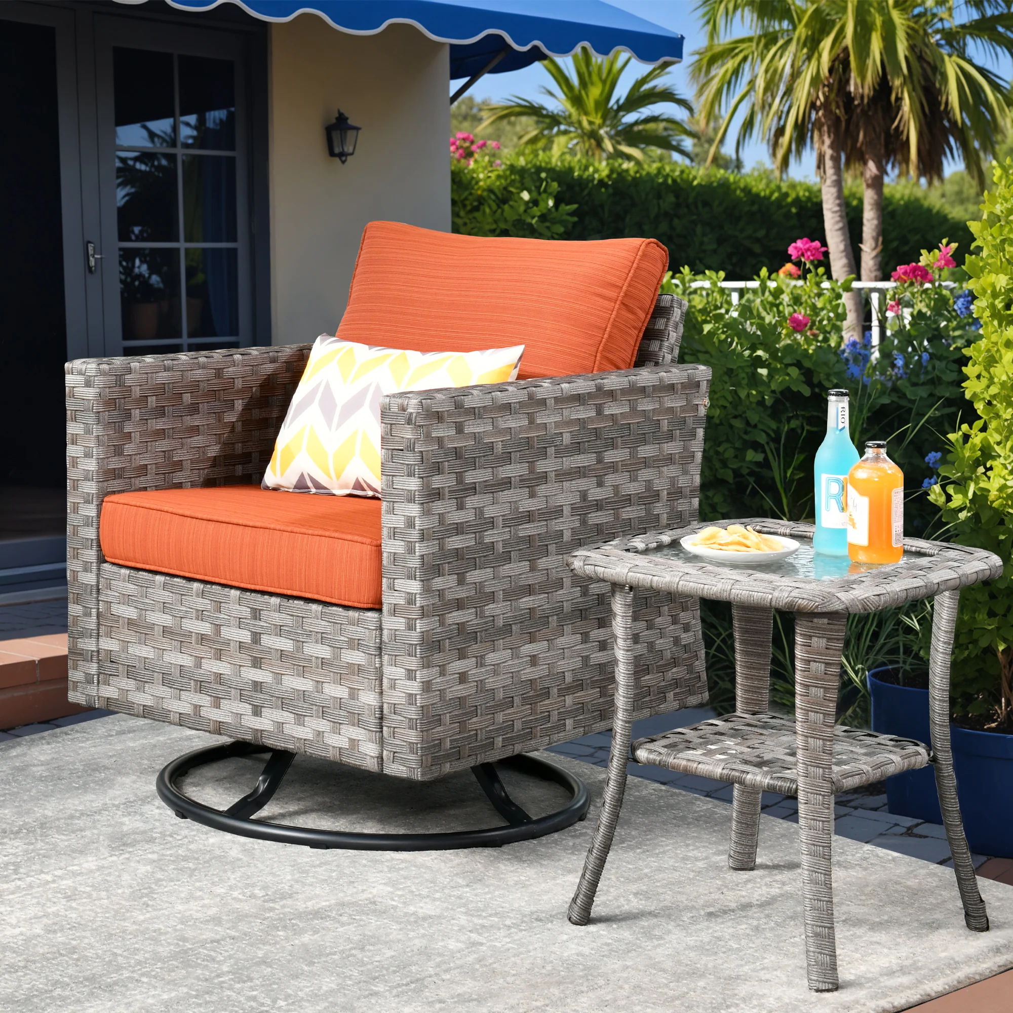 Ovios Rocking Chair Outdoor Table and Chairs matching BBR broad handrails series