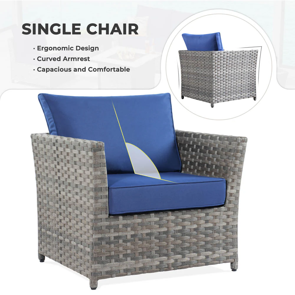 Ovios New Rimaru Series Patio Furniture Set  9-Piece include Swivel Chairs Set Partially Assembled