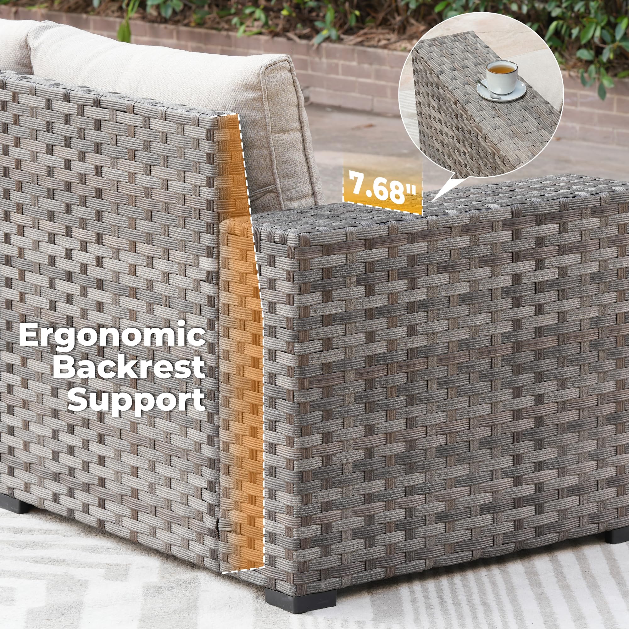 Ovios 8 Pieces Patio Furniture Set, Outdoor Sectional Sofa with Swivel Rocking Chair