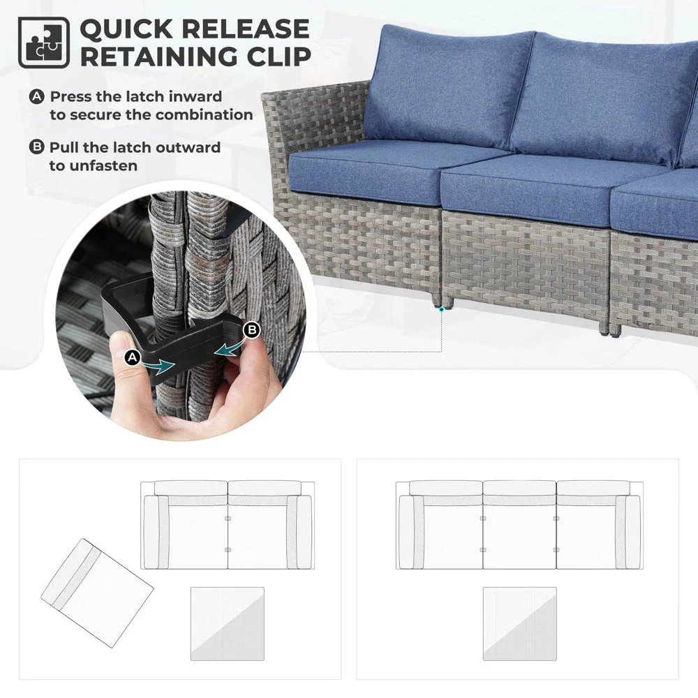 Ovios New Rimaru Series Patio Furniture Set 10-Piece include 42