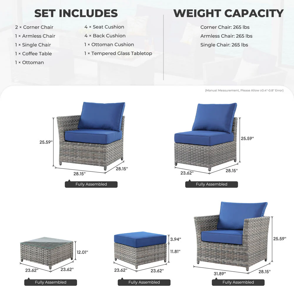 Ovios Patio Furniture Set New Rimaru 6-Piece, Fully Assembled