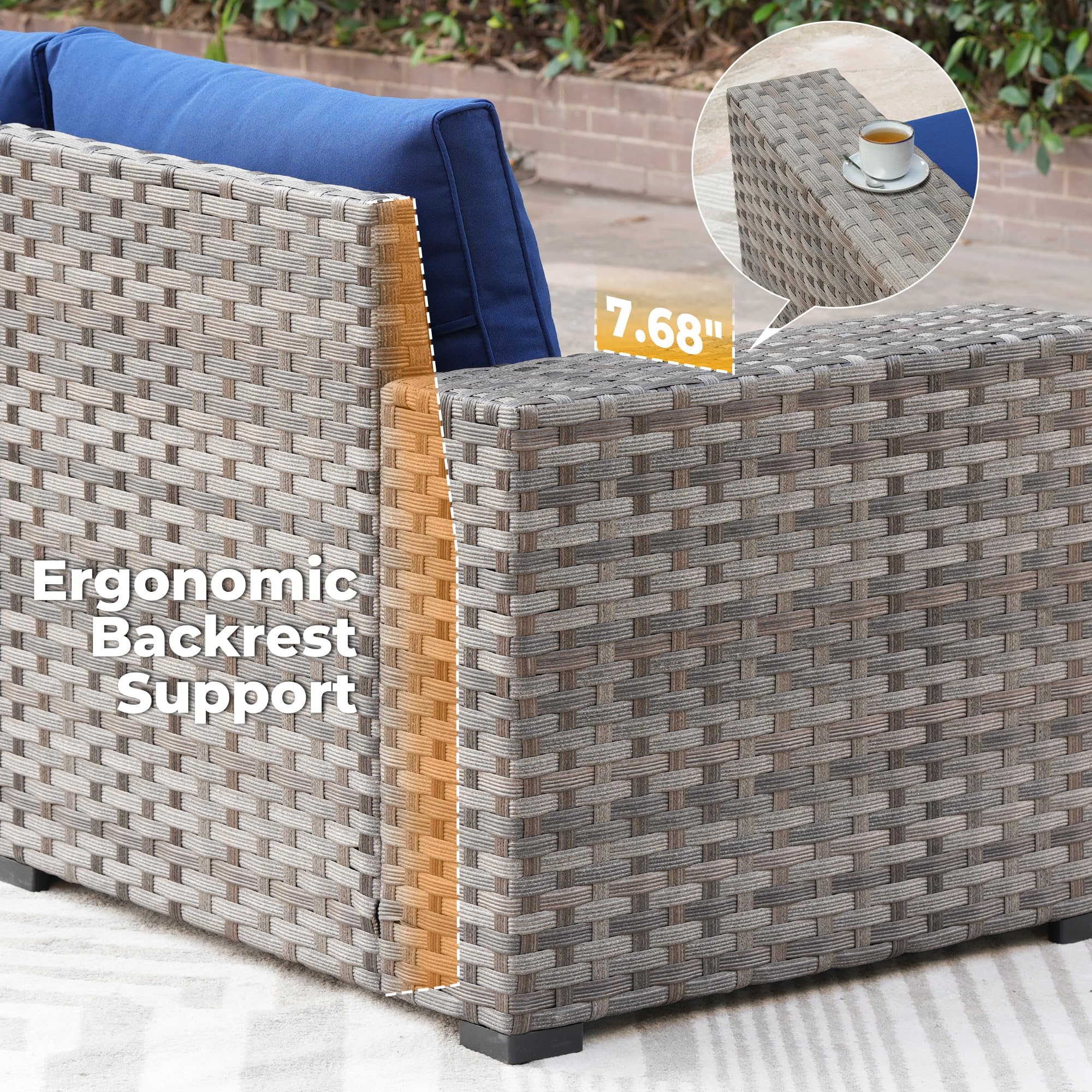 Ovios 8 Pieces Patio Furniture Set, Outdoor Sectional Sofa with Swivel Rocking Chair