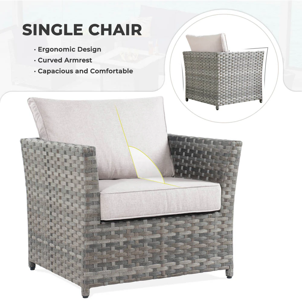 Ovios New Rimaru Series Patio Furniture Set 15-Piece include Swivel Chairs and 42