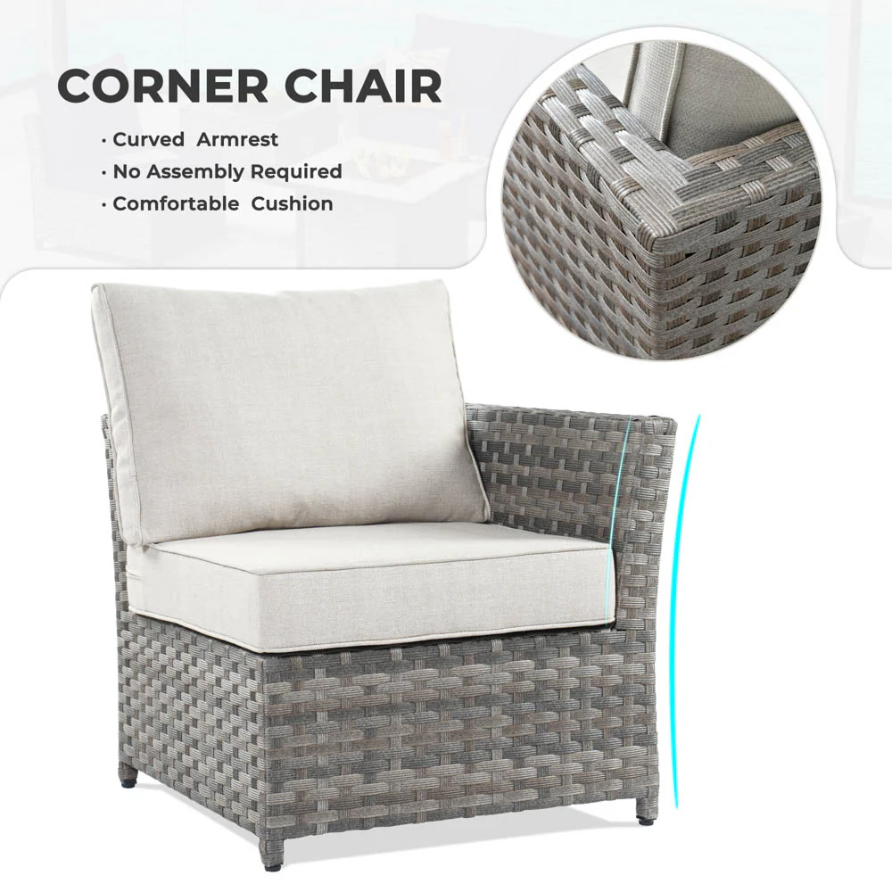 Ovios New Rimaru Series Patio Furniture Set 15-Piece include Swivel Chairs and 42