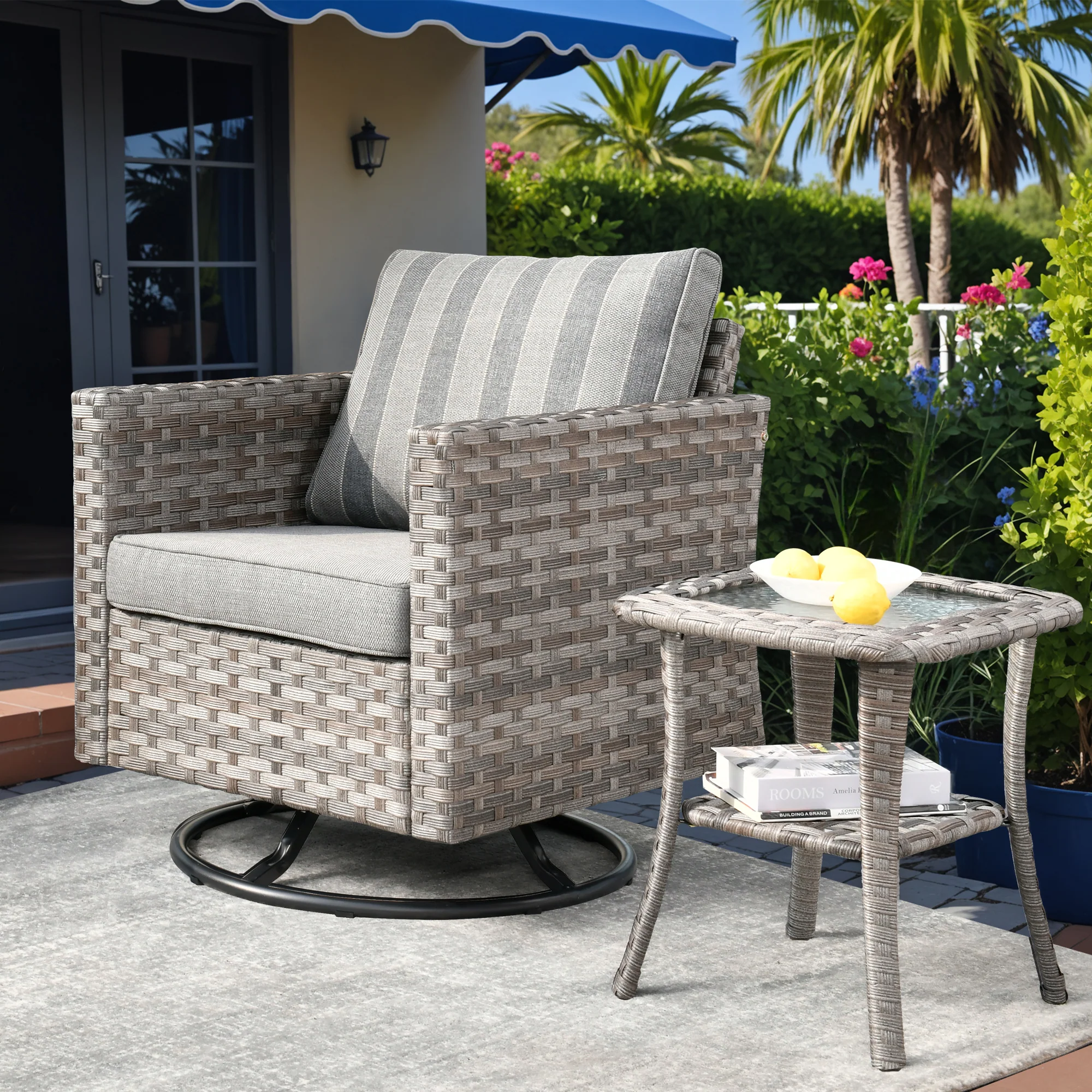 Ovios Rocking Chair Outdoor Table and Chairs matching BBR broad handrails series