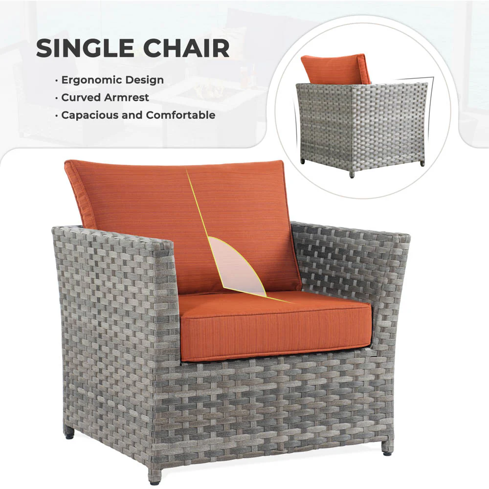 Ovios New Rimaru Series Patio Furniture Set 15-Piece include Swivel Chairs and 42