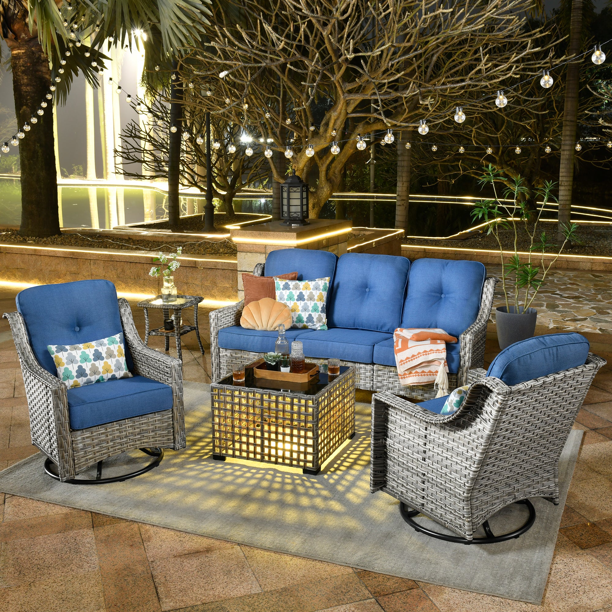 Ovios Conversation Set 5-Piece, PAD Series,Included Swivel Chair