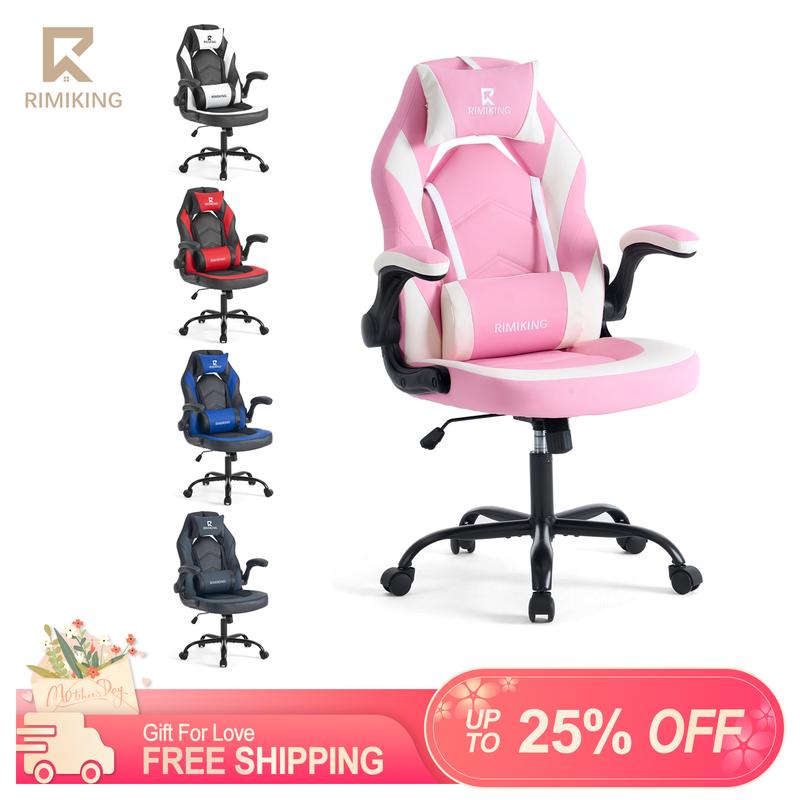 RIMIKING Shelby Series Ergonomic Gaming Chair, Adjustable Recliner, Lumbar Support, Heavy-Duty Office Chair,275 lbs Weight Capacity,3896