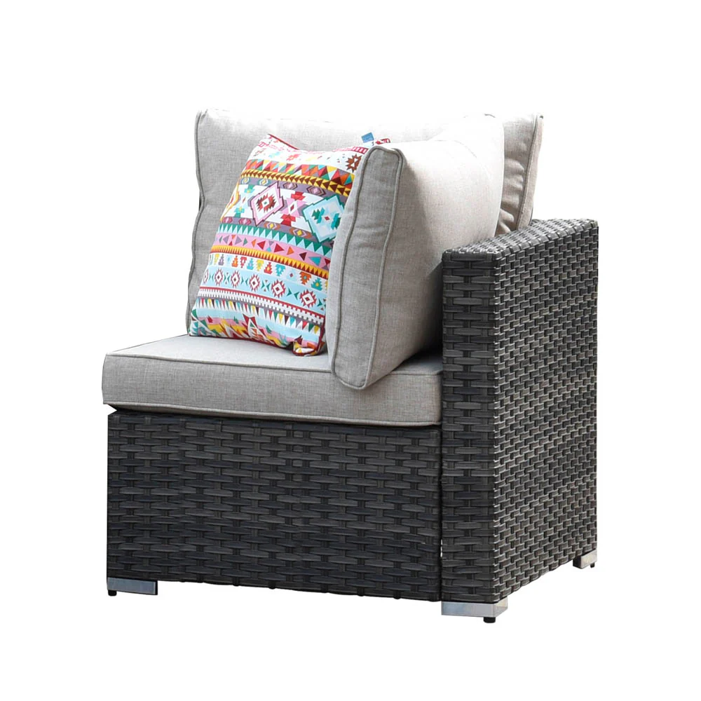 Ovios Patio Furniture 11-Piece Outdoor Sectional Sofa Set with Wicker Rocking Swivel Chairs and 42.12'' Fire Pit