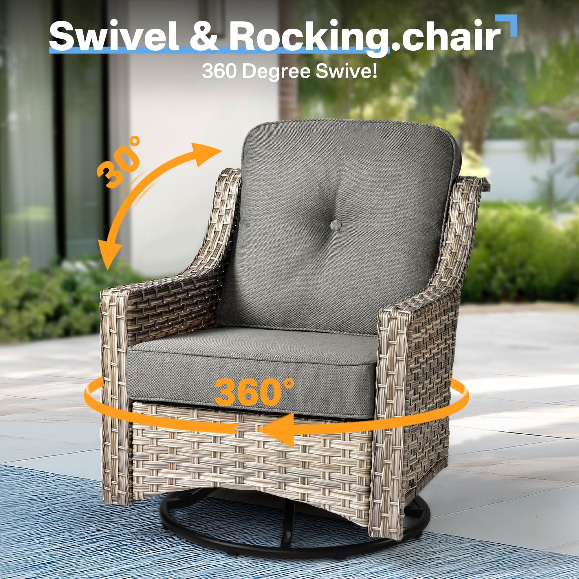 Ovios Conversation Set 3-Piece PAD Series,Swivel Chair