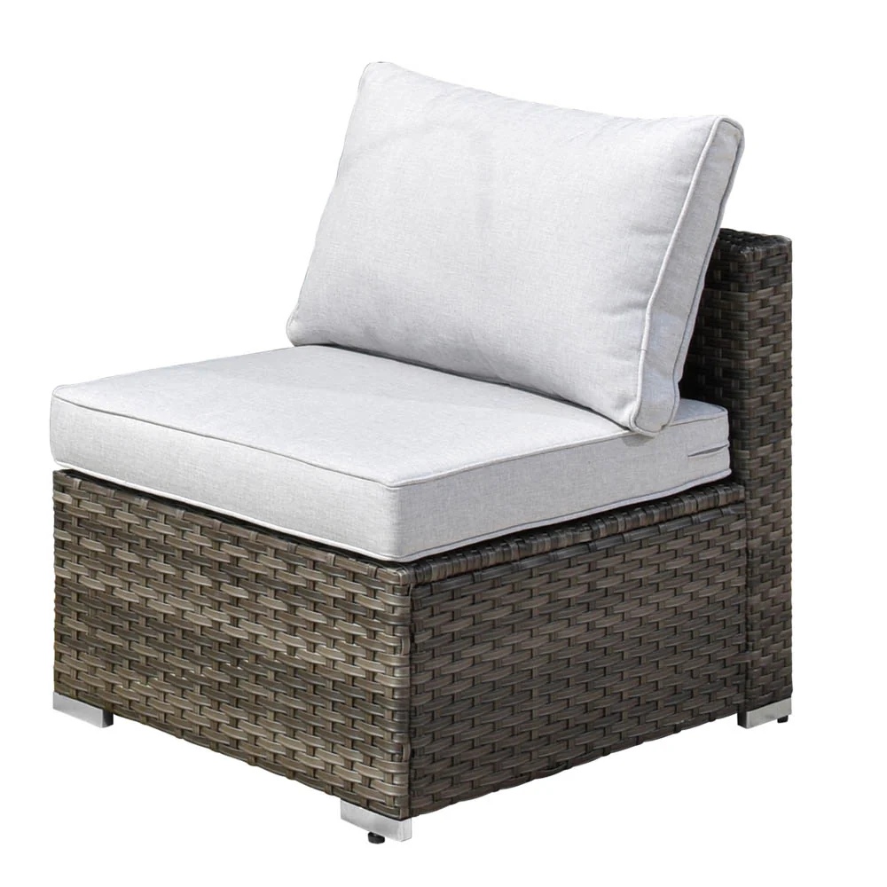 Ovios Patio Furniture 11-Piece Outdoor Sectional Sofa Set with Wicker Rocking Swivel Chairs and 42.12'' Fire Pit