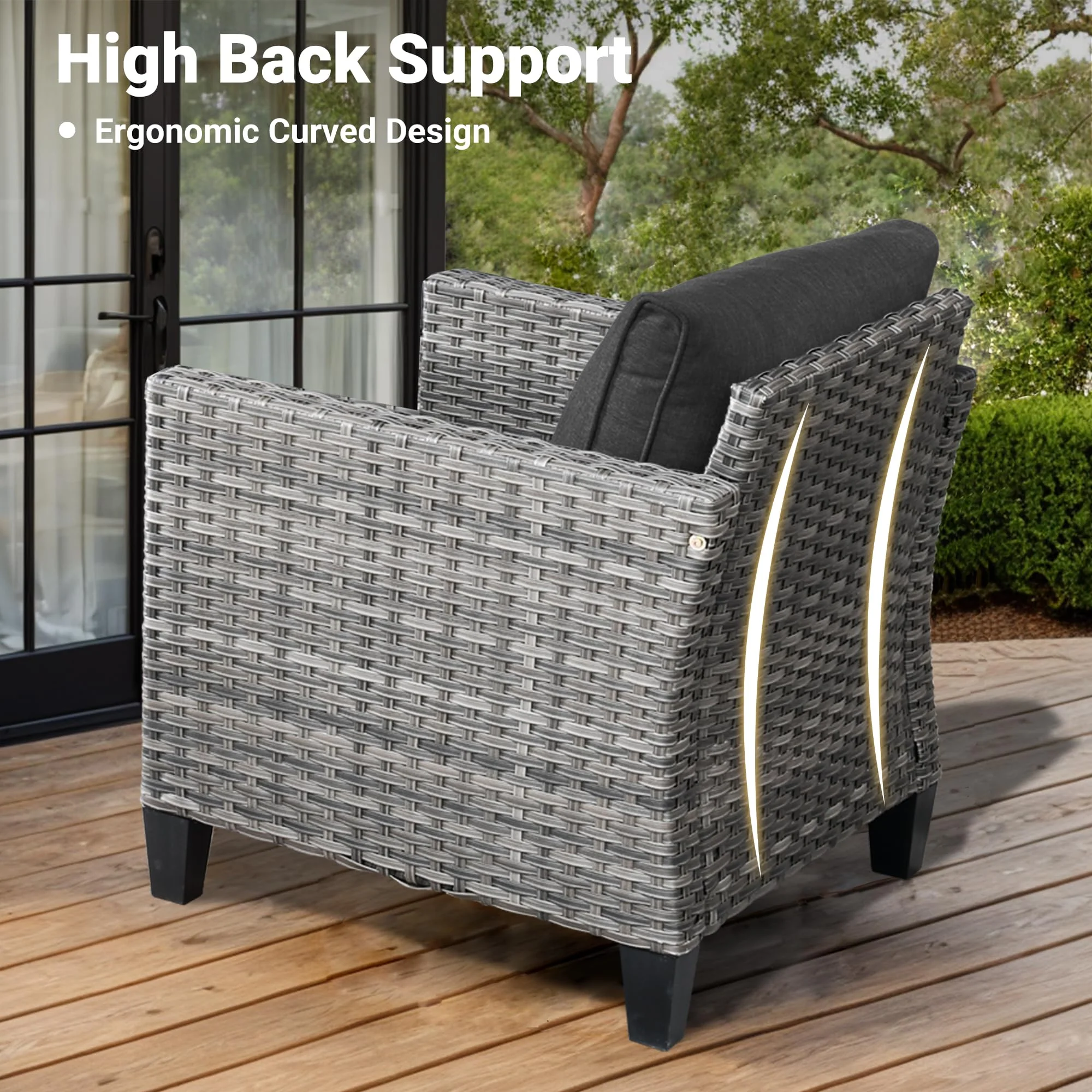 Ovios Patio Furniture Set 6-Piece with Swivel Rocking Chairs and Table