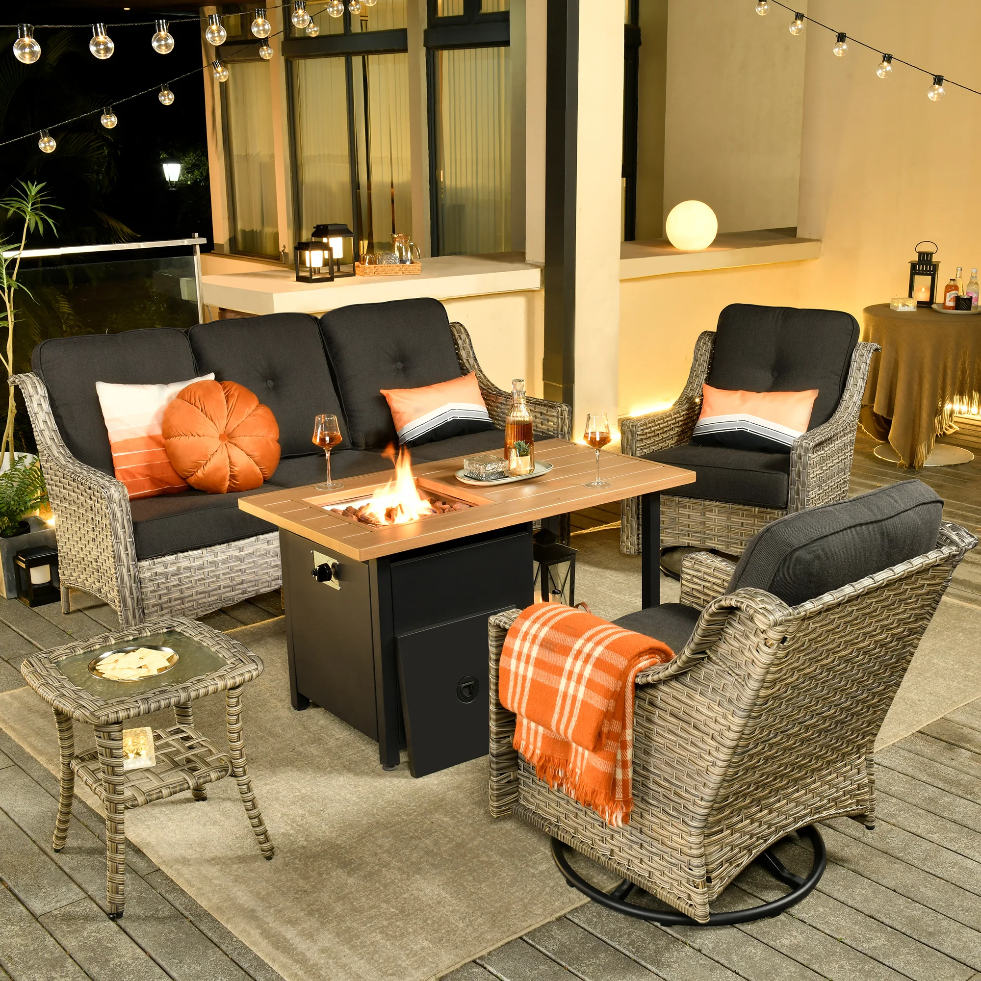 Ovios Conversation Set 5-Piece PAD Series include Rocking Chair & 47