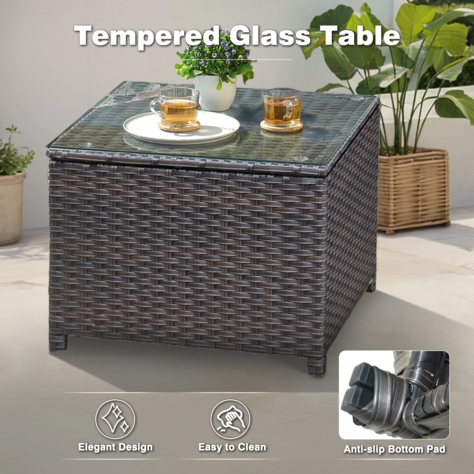 Ovios Patio Furniture Set 6-Piece with Table Kenard Curved Handrest