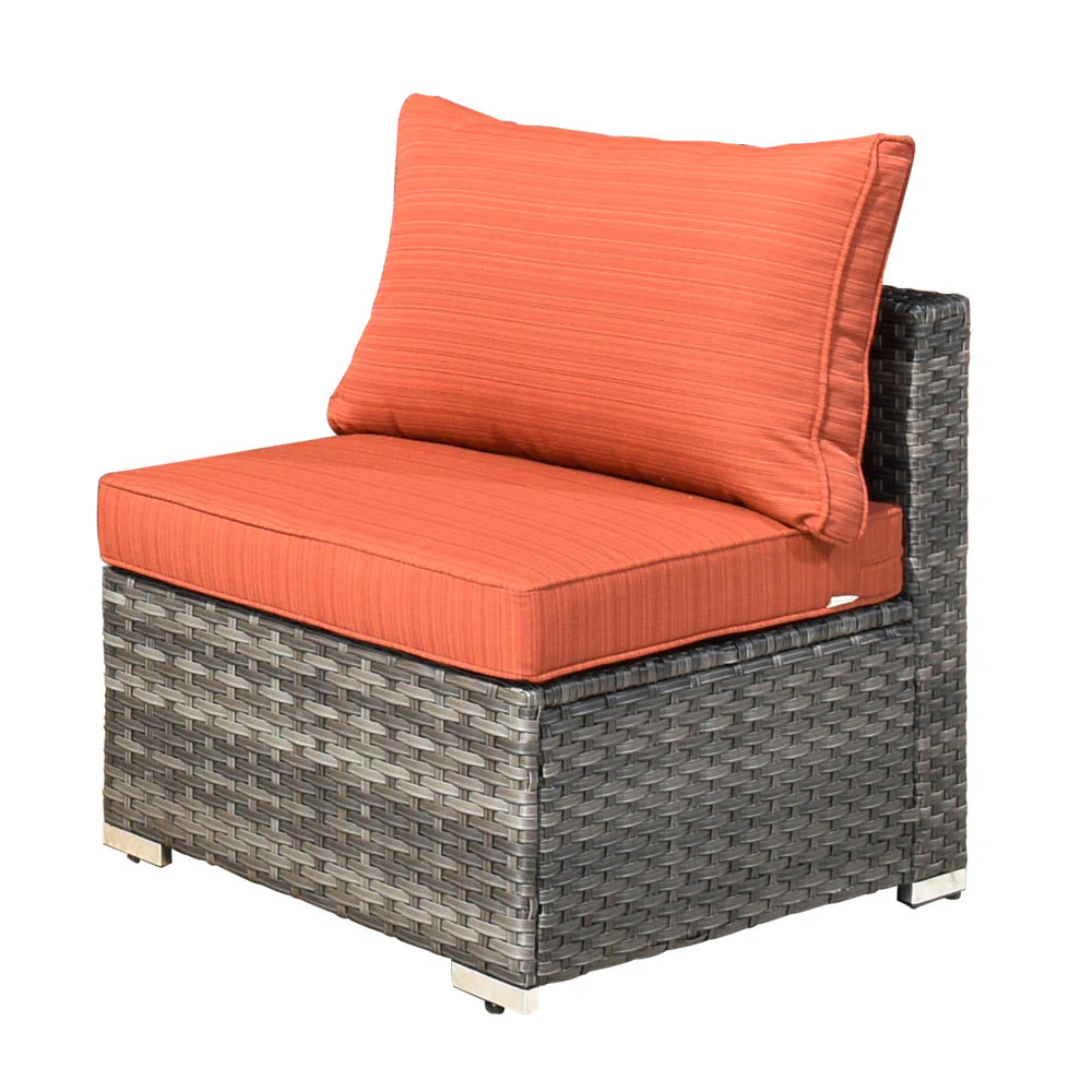 Ovios Patio Furniture 11-Piece Outdoor Sectional Sofa Set with Wicker Rocking Swivel Chairs and 42.12'' Fire Pit