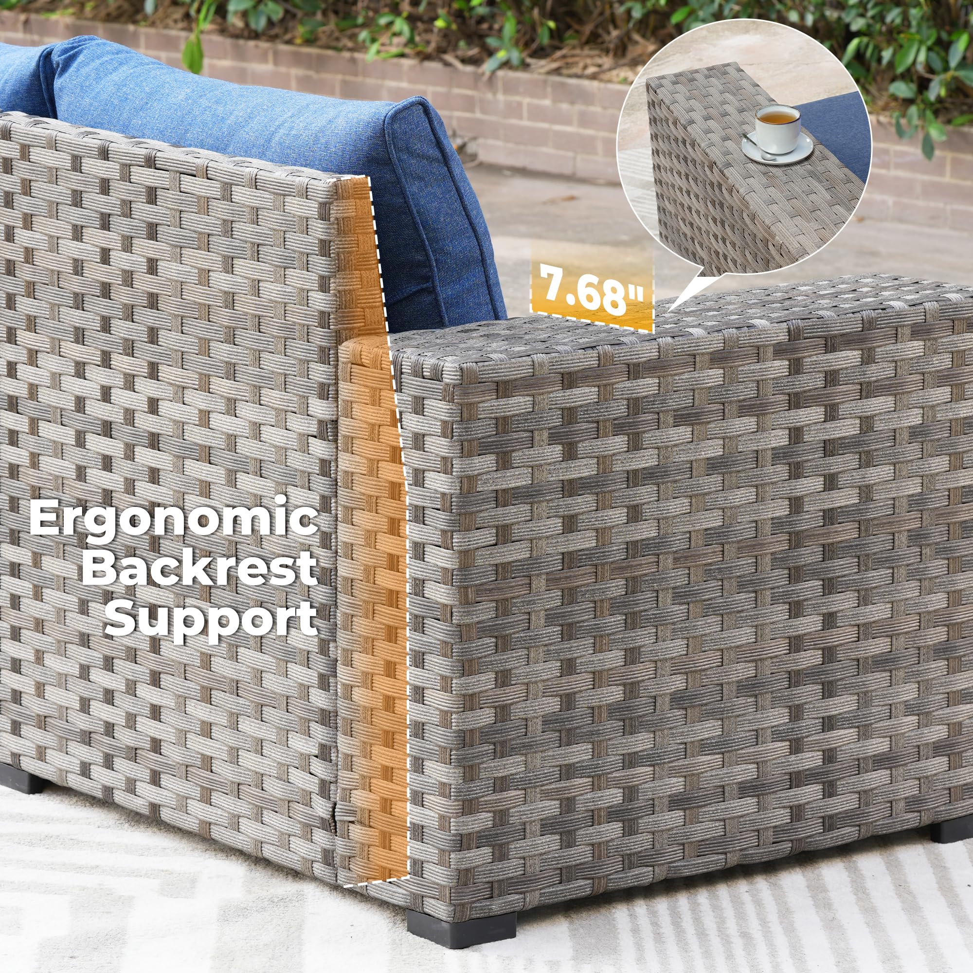 Ovios 8 Pieces Patio Furniture Set, Outdoor Sectional Sofa with Swivel Rocking Chair