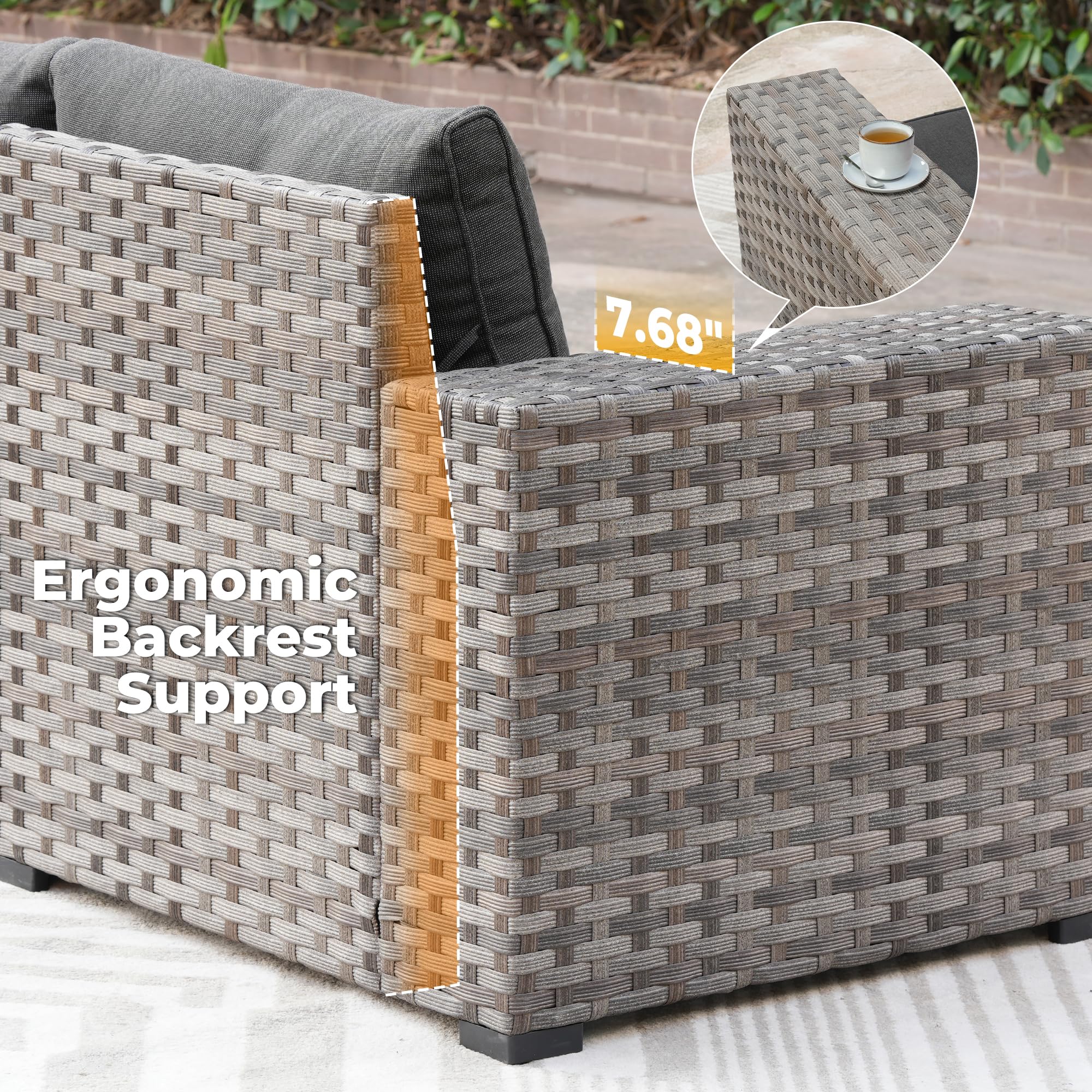 Ovios 8 Pieces Patio Furniture Set, Outdoor Sectional Sofa with Swivel Rocking Chair