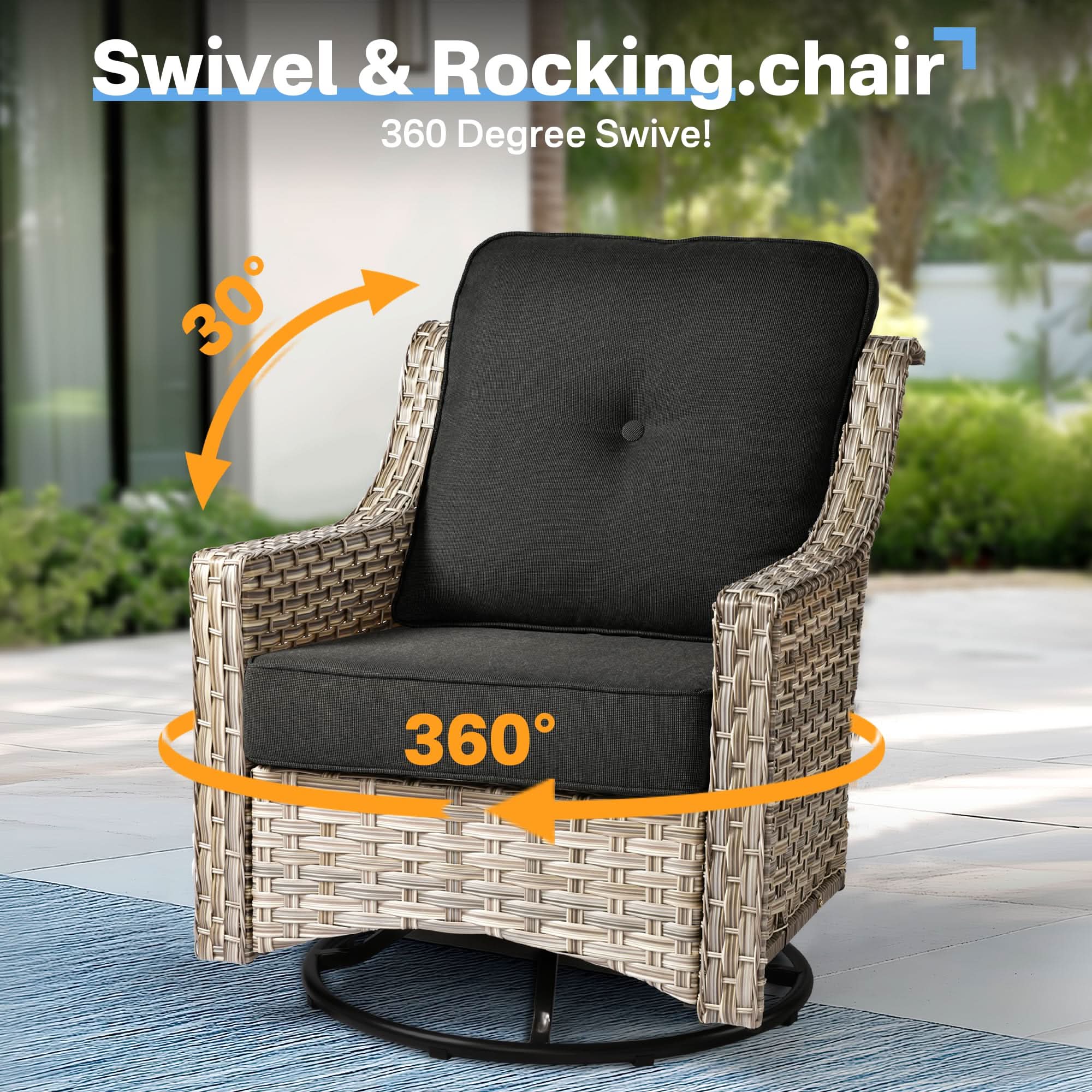 Ovios Conversation Set 3-Piece PAD Series,Swivel Chair