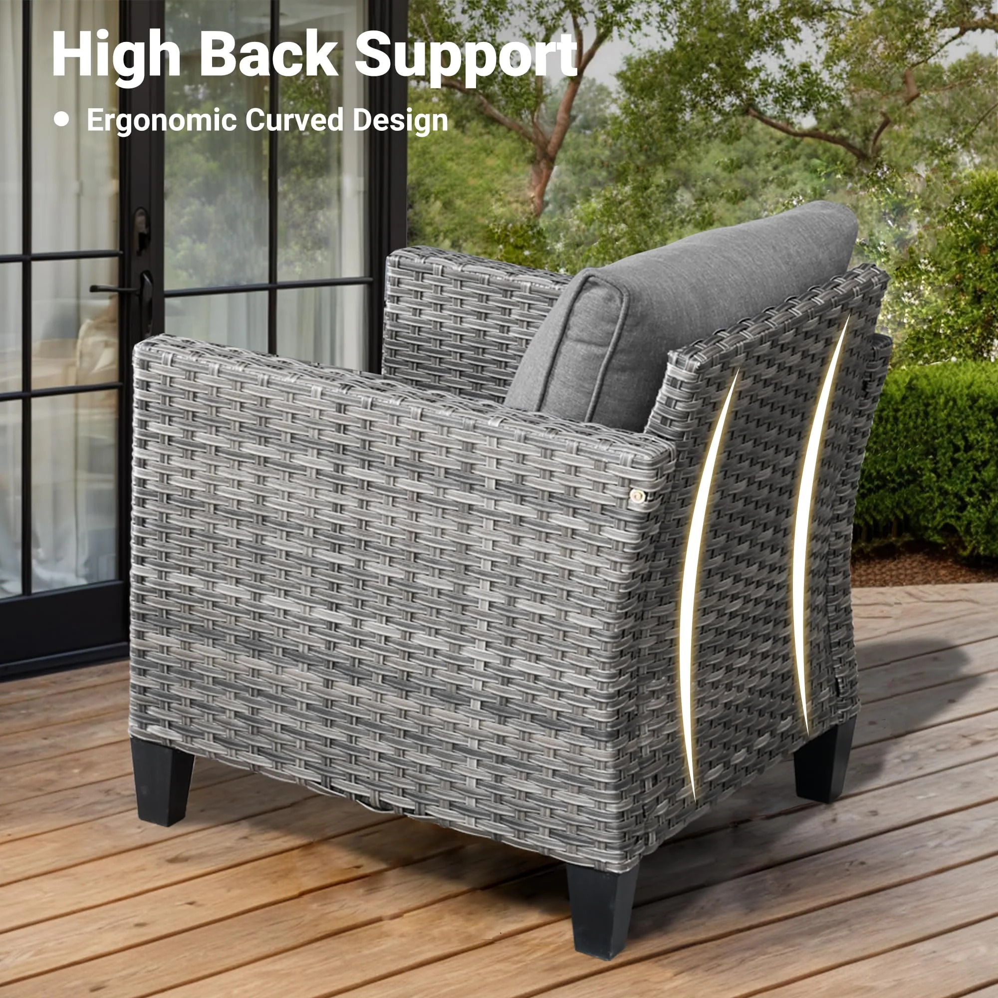 Ovios Patio Furniture Set 6-Piece with Swivel Rocking Chairs and Table