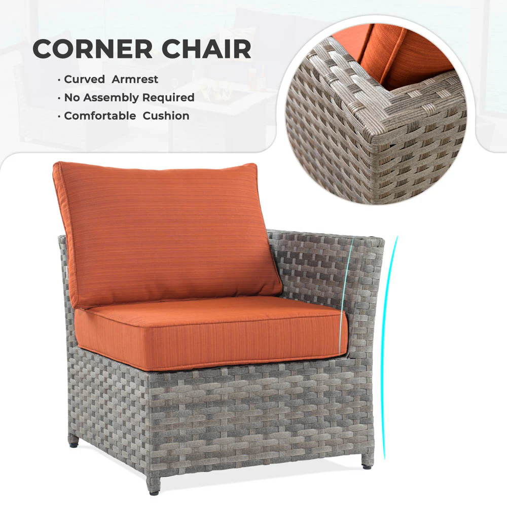 Ovios New Rimaru Series Patio Furniture Set 15-Piece include Swivel Chairs and 42