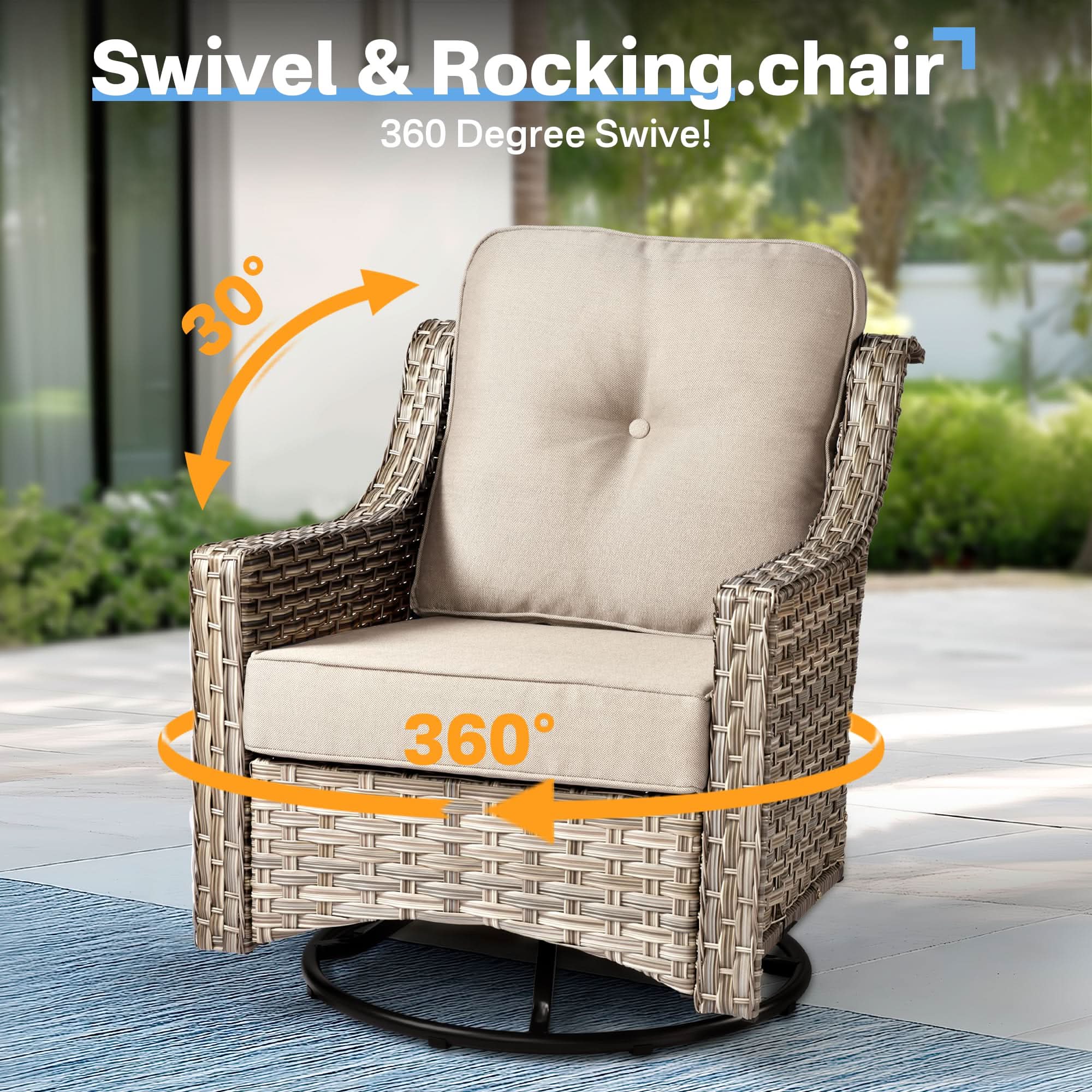 Ovios Conversation Set 3-Piece PAD Series,Swivel Chair