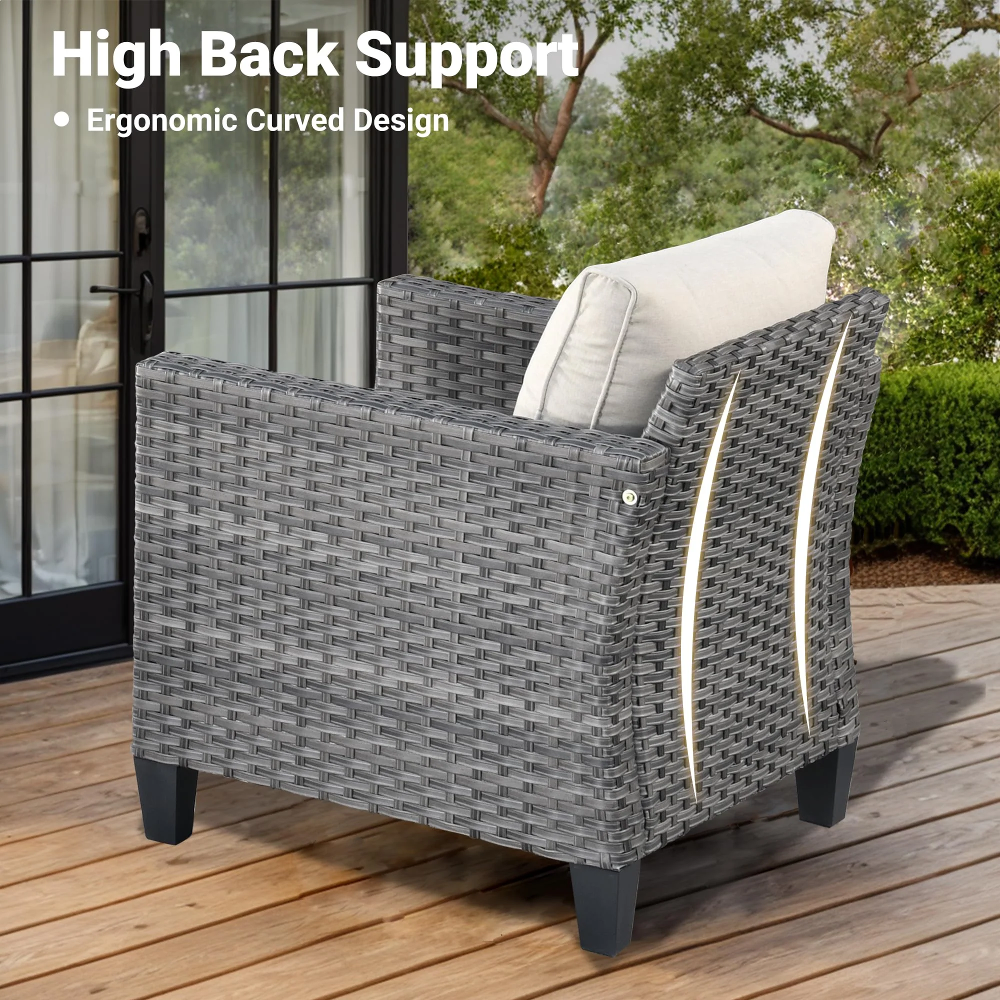 Ovios Patio Furniture Set 6-Piece with Swivel Rocking Chairs and Table