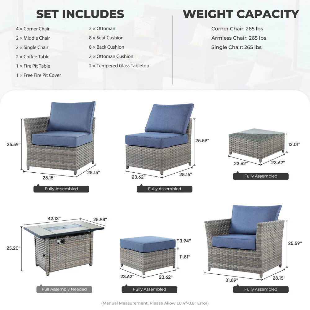 Ovios New Rimaru Series Patio Furniture Set 13-Piece include 42