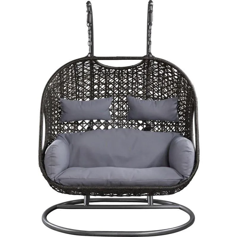 2024 HomeGood Solid Wood Wicker Swing Chair With Stand Rain Cover Included