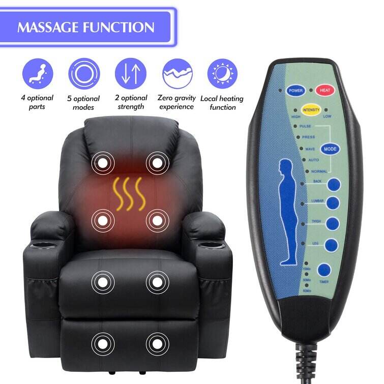 Faux Leather Power Lift Recliner Chair with Massage and Heating Function