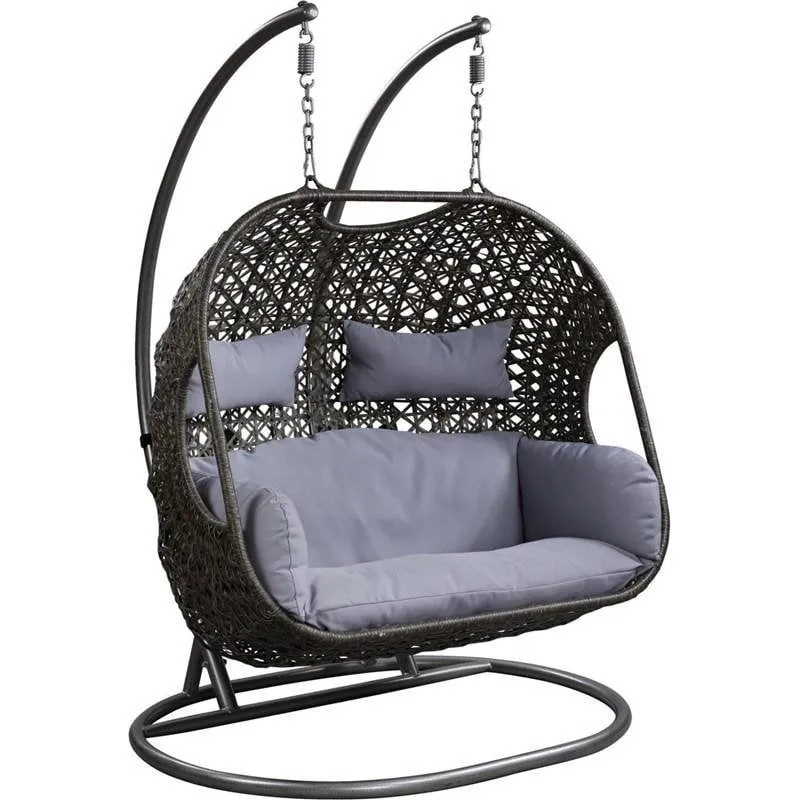 2024 HomeGood Solid Wood Wicker Swing Chair With Stand Rain Cover Included