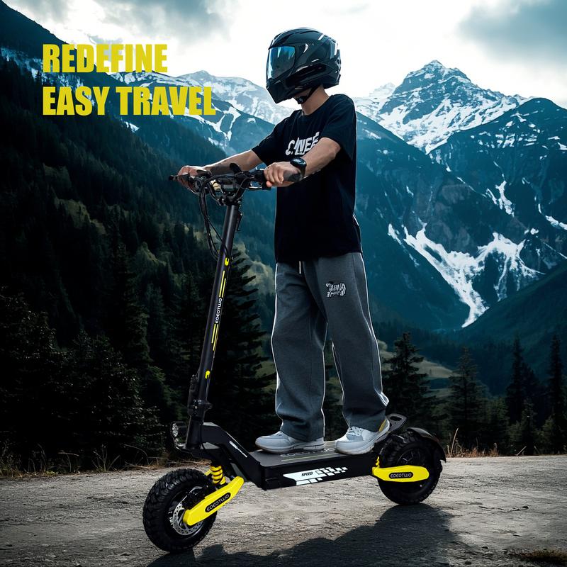 25/40 miles long distance, maximum speed of 28 MPH, 1200W electric scooter foldable, 11-inch off-road tires, turn signal lights, double suspension and double brakes