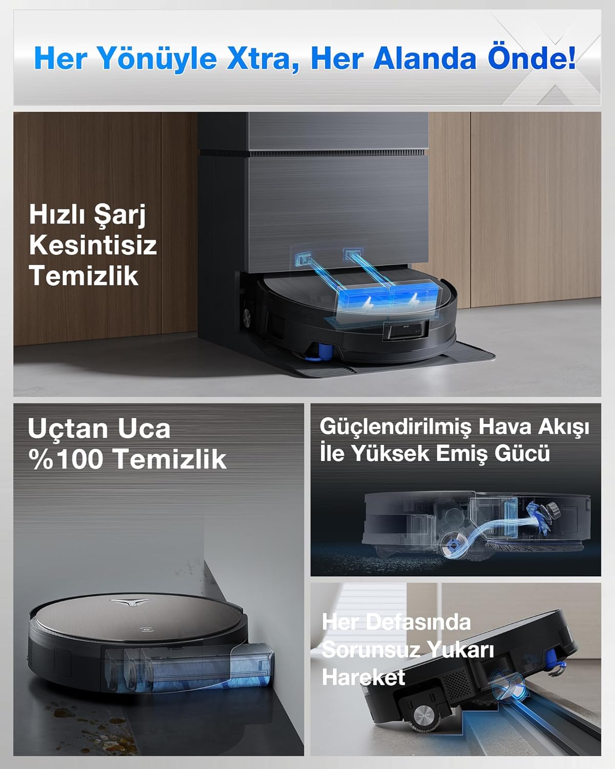 ECOVACS DEEBOT X11 PRO Omni Robot Vacuum Cleaner with Mop Function, 19500 Pa, OZMO Roller 2.0, ZeroTangle 3.0, TruEdge 3.0, Climbing Max 4 cm Height, Extending Mop, All-in-One Omni Station