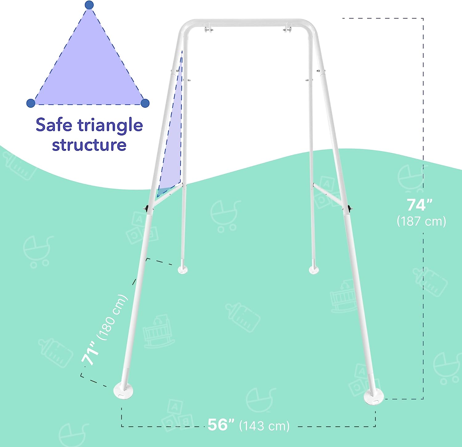 Canvas Baby Swing, Wooden Hanging Swing Seat Chair with Safety Belt, Durable Baby Hammock Chair, Outdoor and Indoor Swing for Kids, Mounting Hardware Included, Ivory