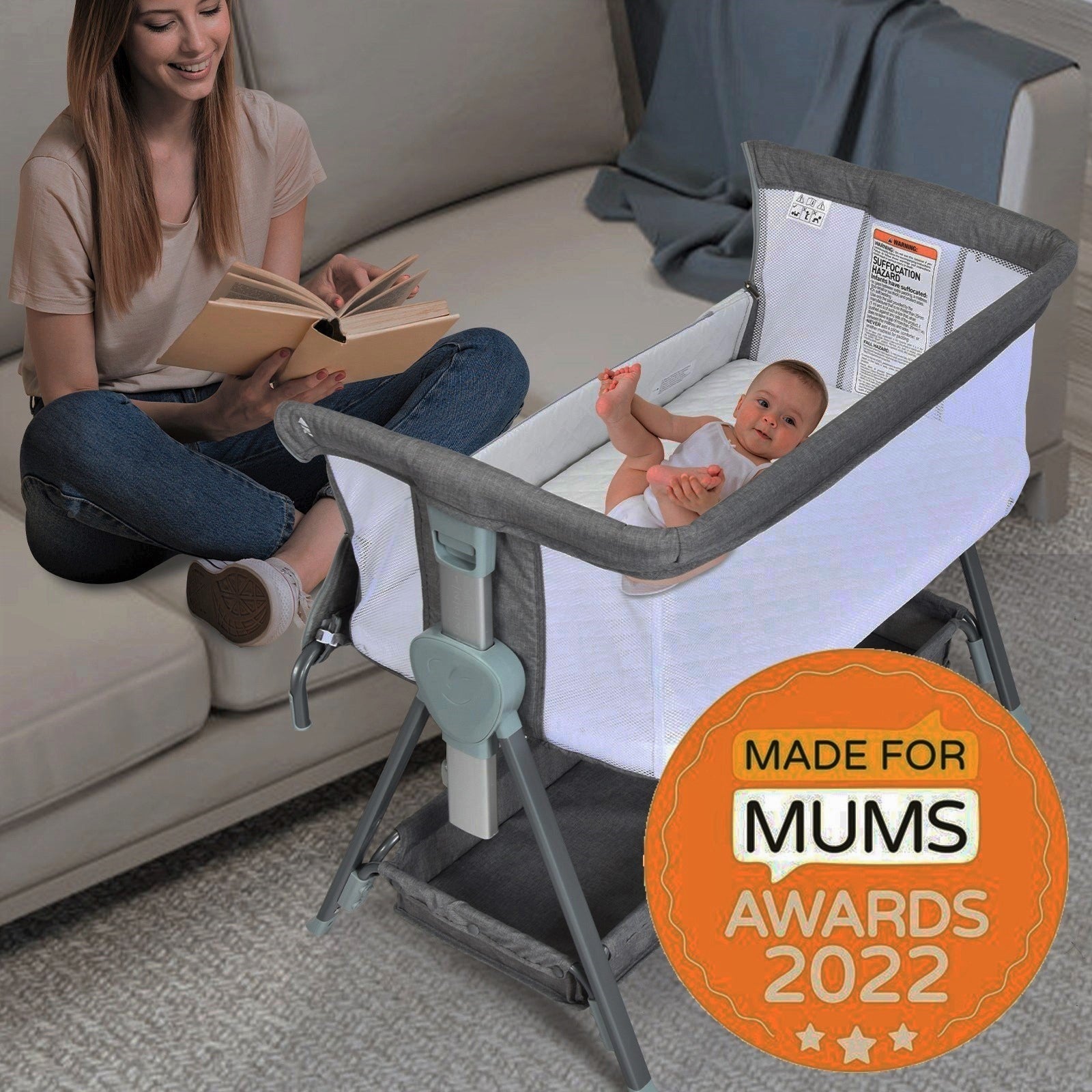 3-in-1 ELITE Multi-Flexible Baby Bedside Bassinet Co Sleeping Crib