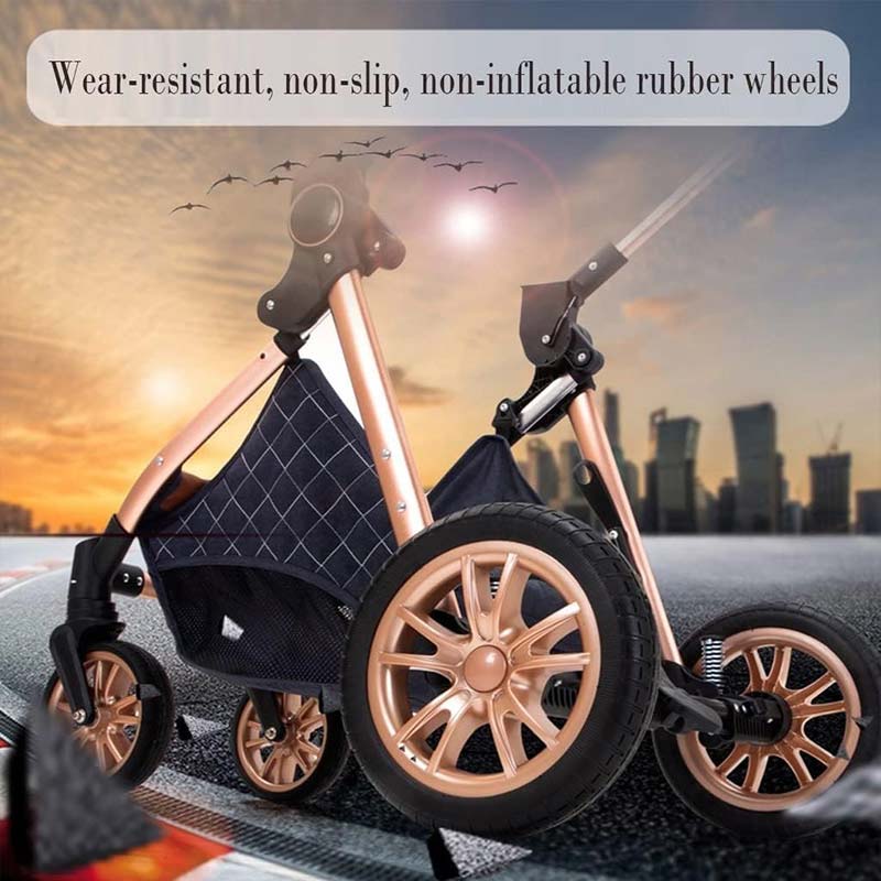 High Landscape Baby Stroller 3 in 1 Travel Luxury Pram Shock-Resistant Pushchair