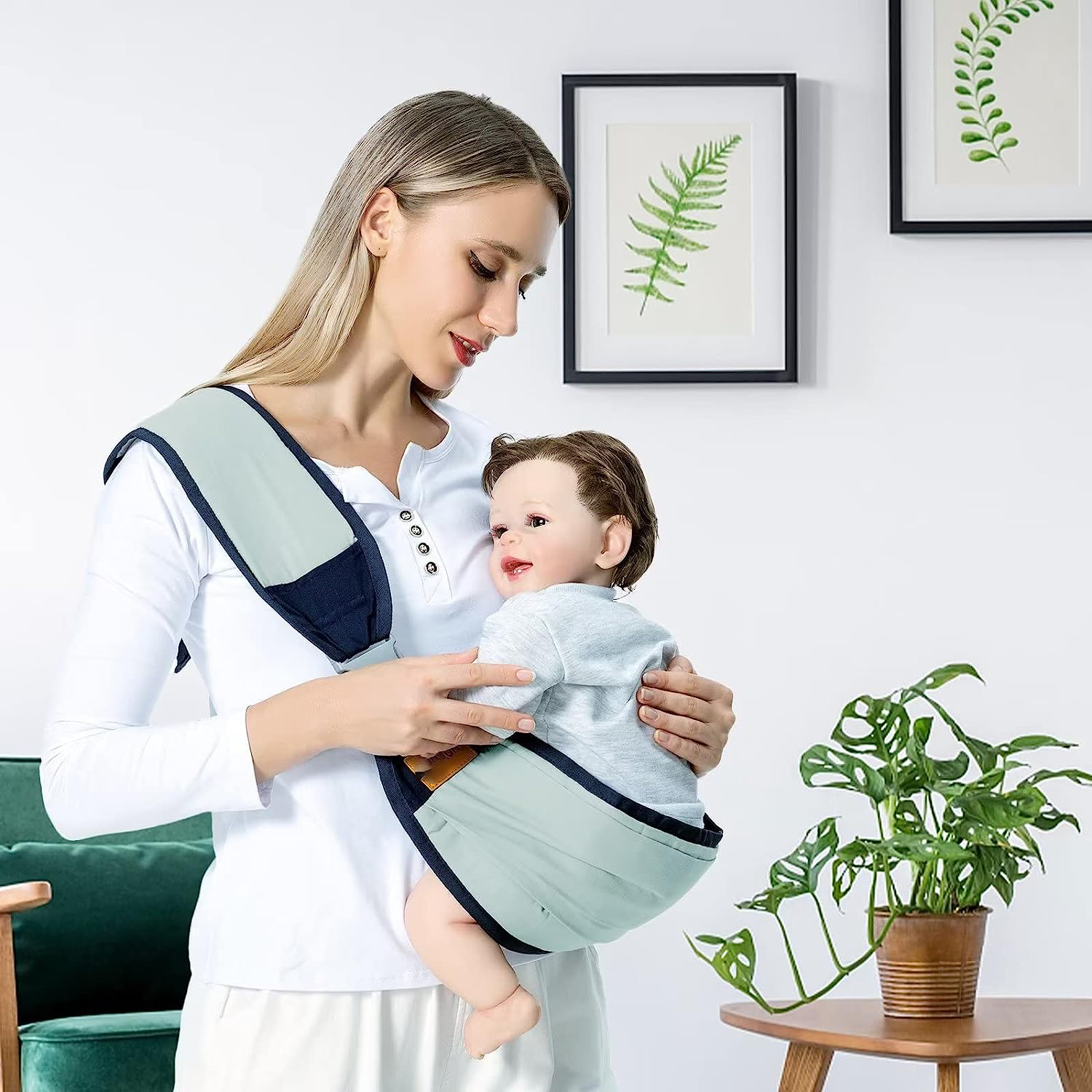 Baby Sling Carrier Newborn to Toddler, Lightweight Baby Carrier Sling, Baby Wrap Sling, Baby Hip Seat Carrier for Toddler Sling, Baby Holder Carrier, Nursing Sling, Carrying 7-45 lbs, Grey