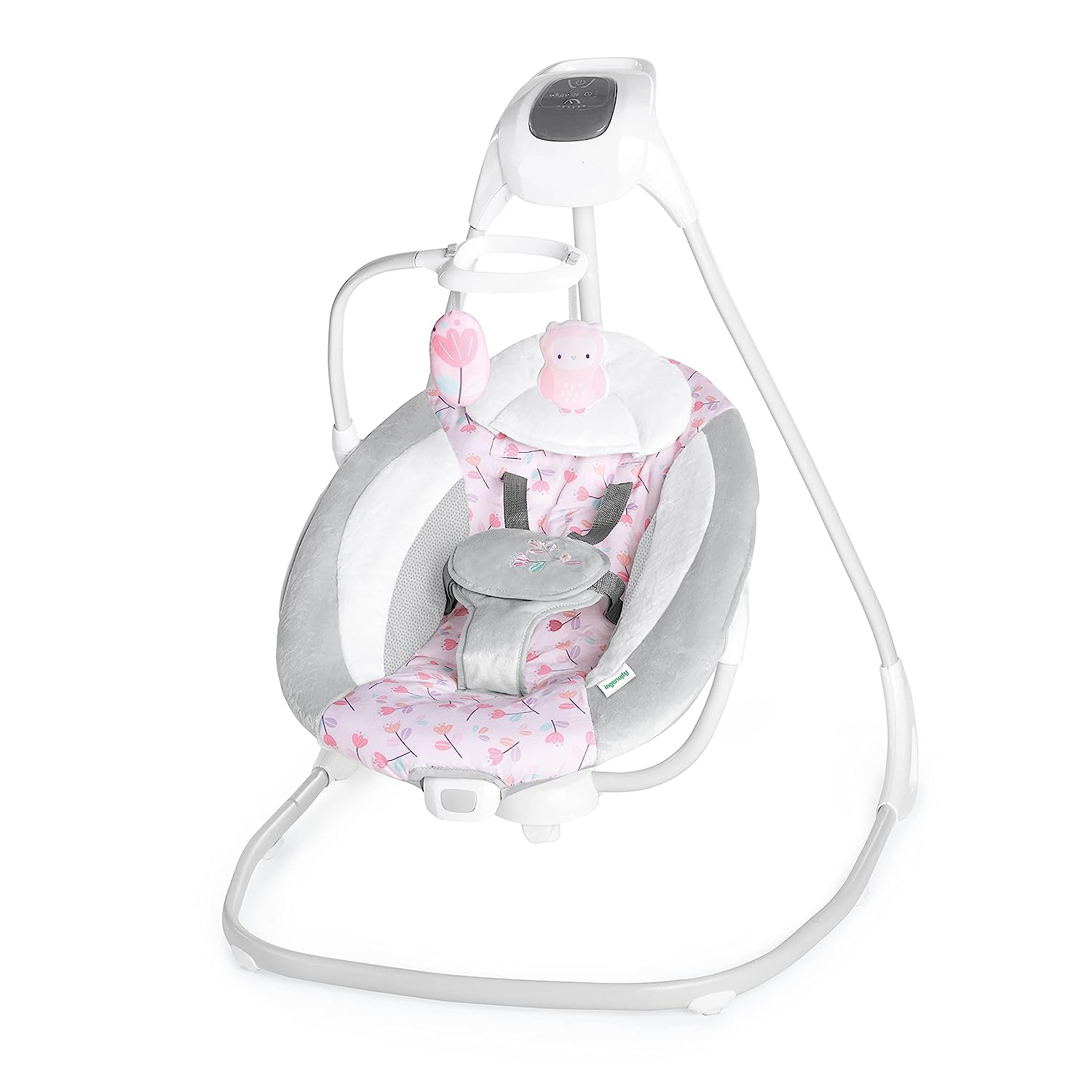 Lightweight Compact 6-Speed Multi-Direction Baby Swing, Vibrations & Nature Sounds, 0-9 Months 6-20 lbs (Pink Cassidy)